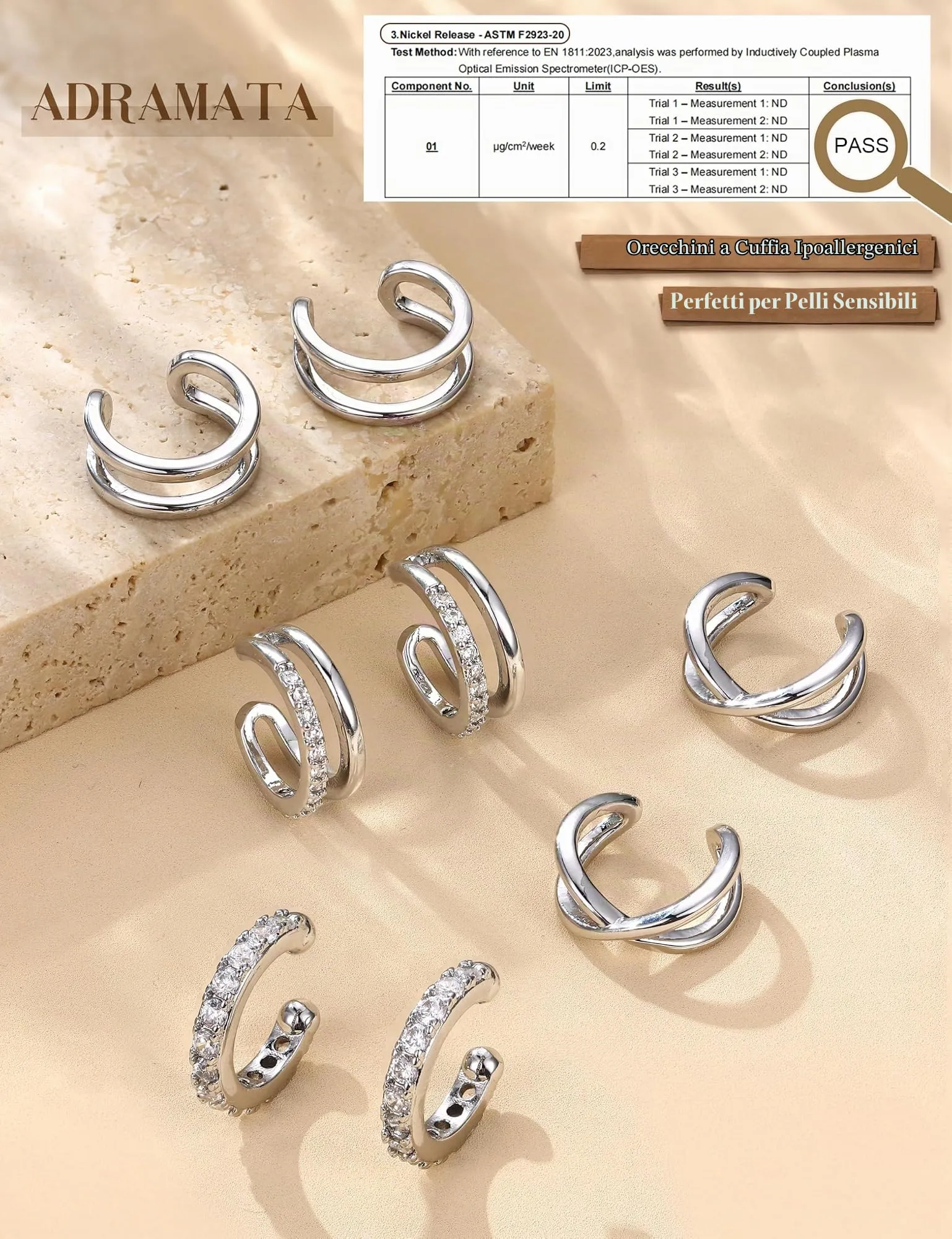 ADRAMATA Ear Cuff Orecchini Senza Buco, 4 Paia - immagine 6