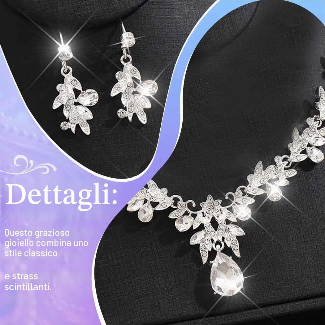 Fashband Set di gioielli da sposa con cristalli e orecchini, Argento, Taglia unica - immagine 8