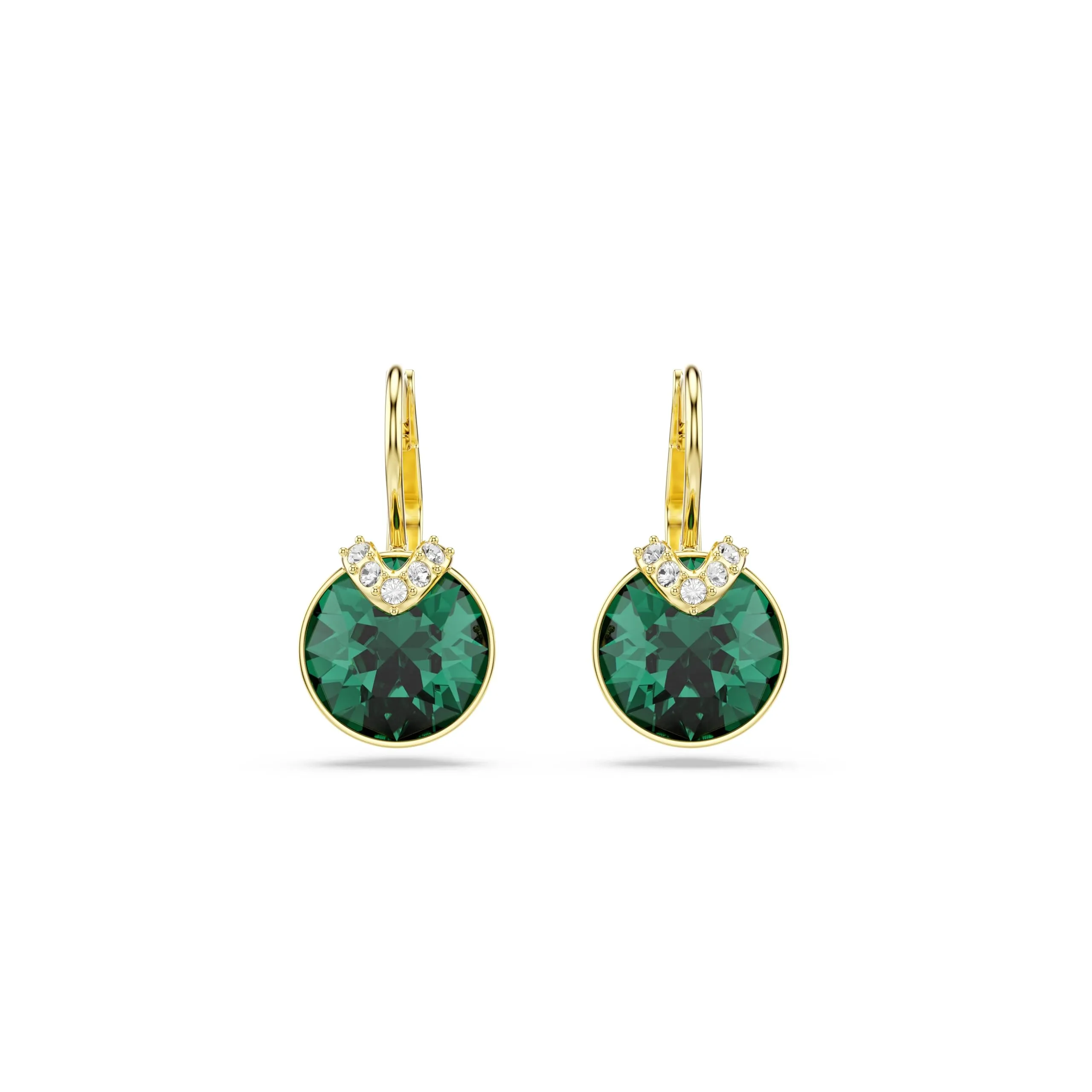 Swarovski Bella V Orecchini Pendenti con Cristalli Verdi, Taglio Round, Placcatura in Tonalità Oro - immagine 2