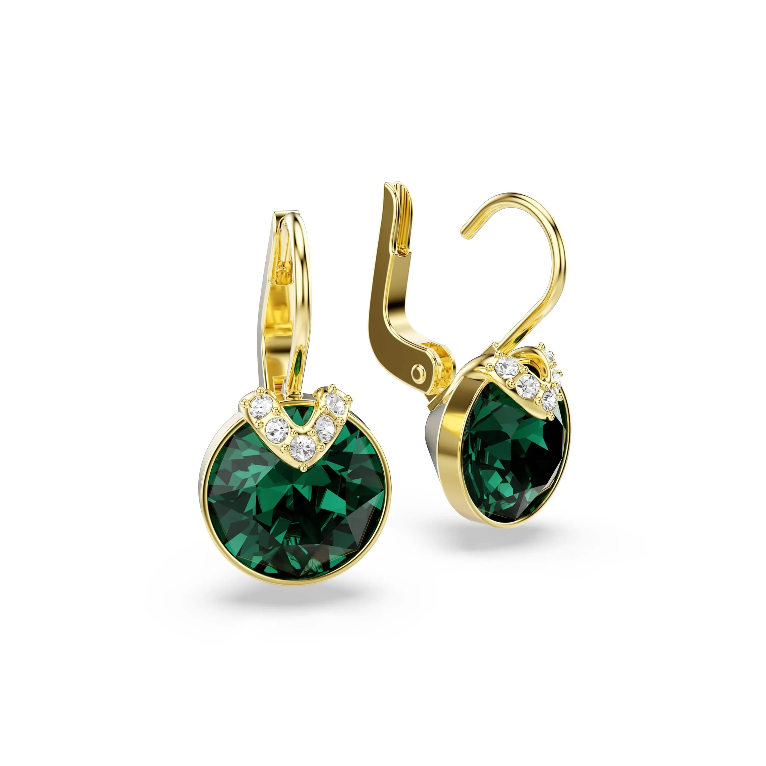Swarovski Bella V Orecchini Pendenti con Cristalli Verdi, Taglio Round, Placcatura in Tonalità Oro - immagine 3