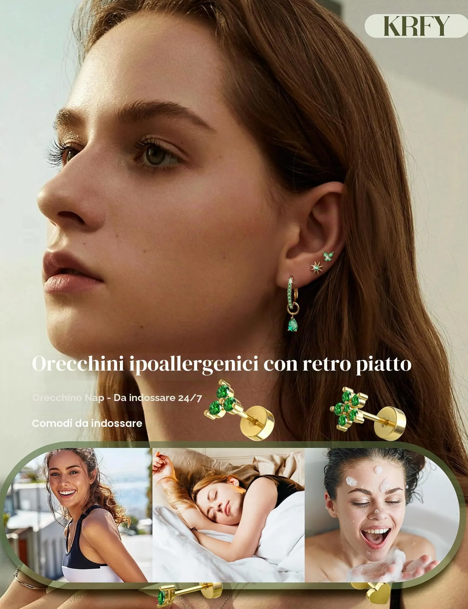 KRFY Set di 25 Orecchini in Acciaio Chirurgico Ipoallergenici per Donna, Oro e Argento, per Lobo, Cartilagine, Helix, Conch e Trago - immagine 4