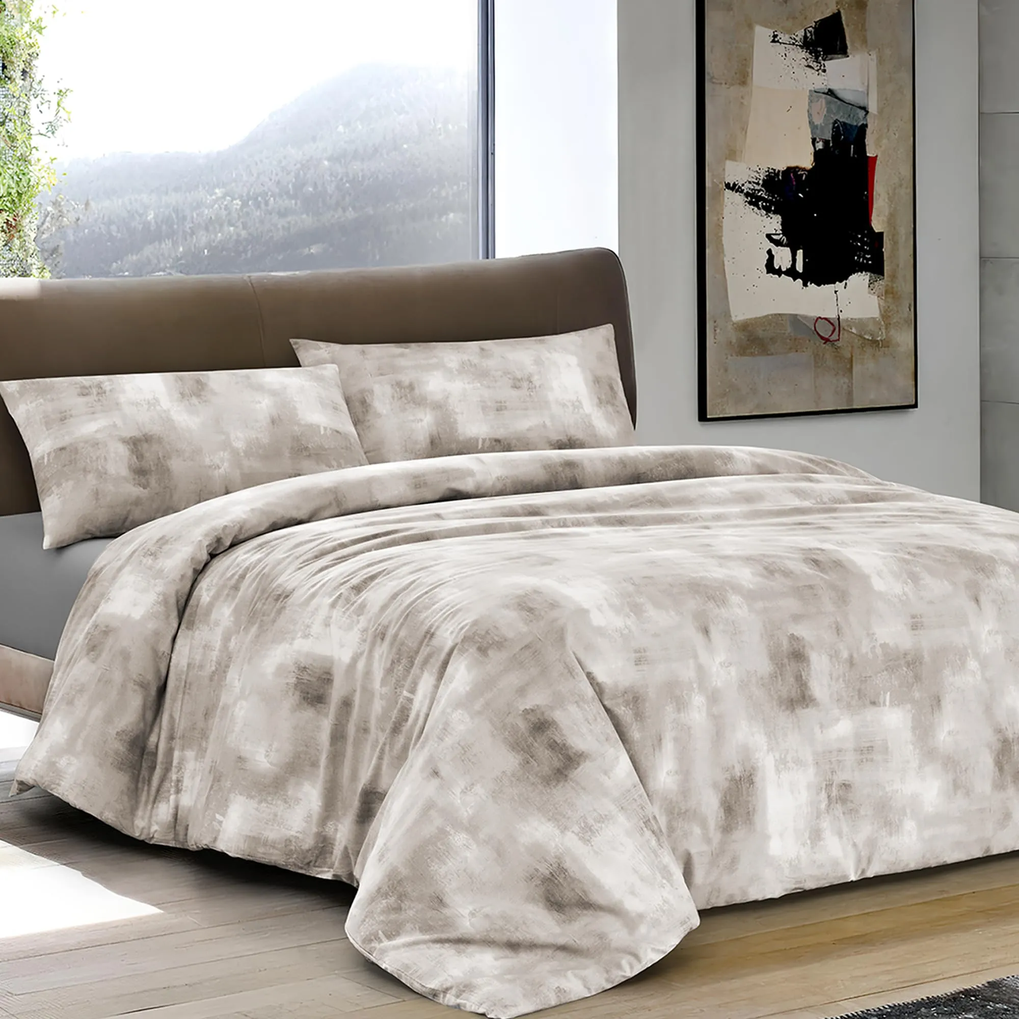 Dorian Home Copripiumino Matrimoniale in Cotone 250x210 cm con 2 Federe, Nebula Beige - immagine 1