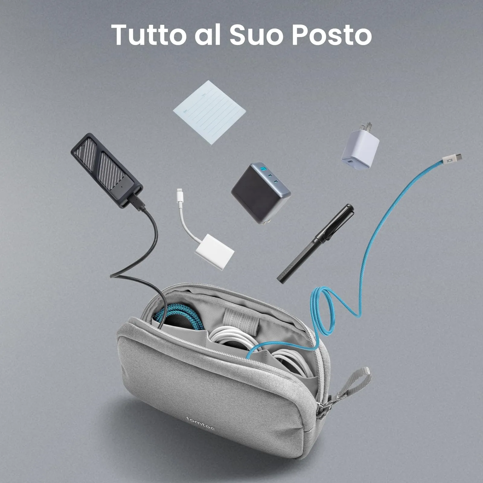 tomtoc Borsa Organizer Cavi e Accessori Viaggio Tech Pouch Light-T12 - immagine 9