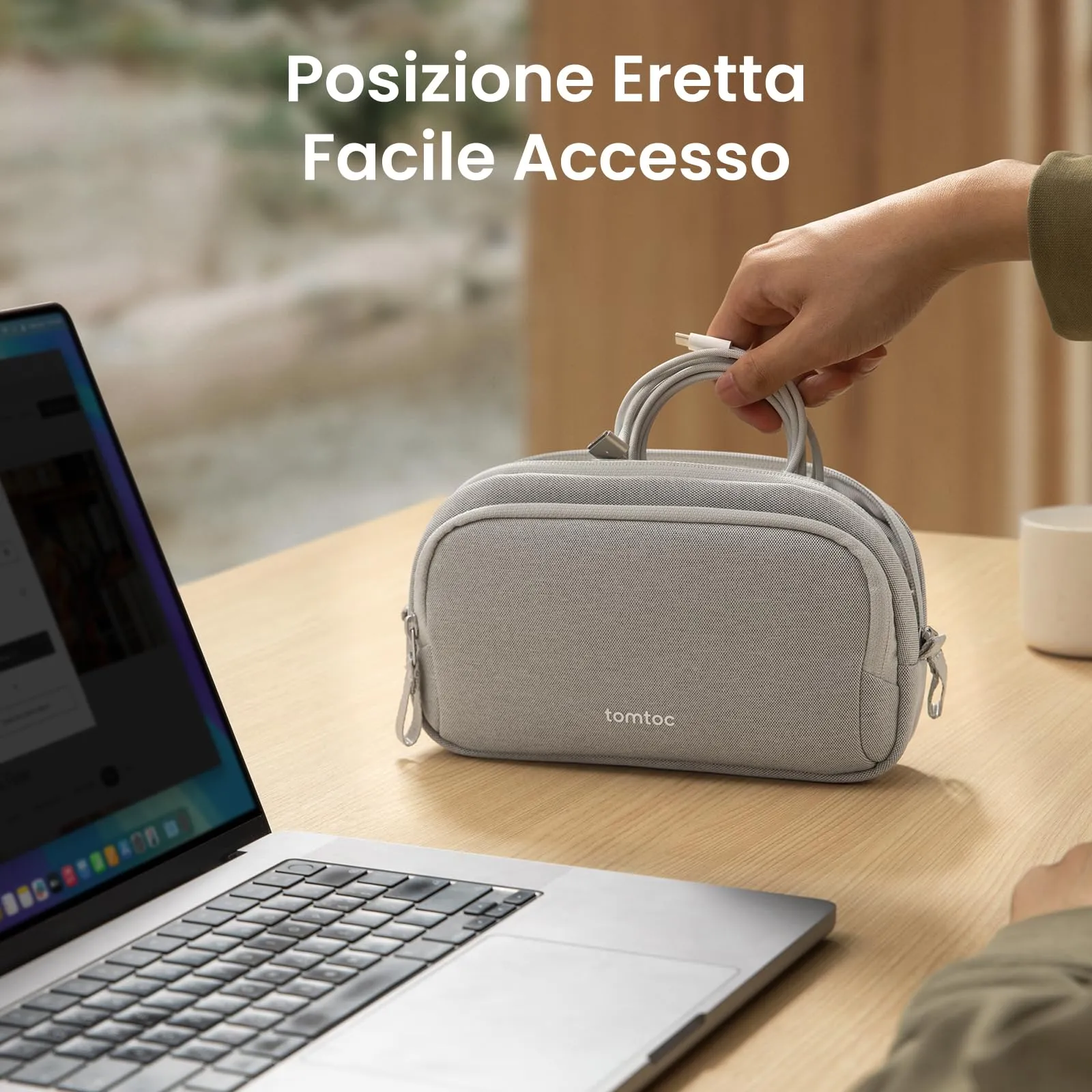 tomtoc Organizer Borsa Accessori Viaggio Light-T12 Tech Pouch - immagine 3