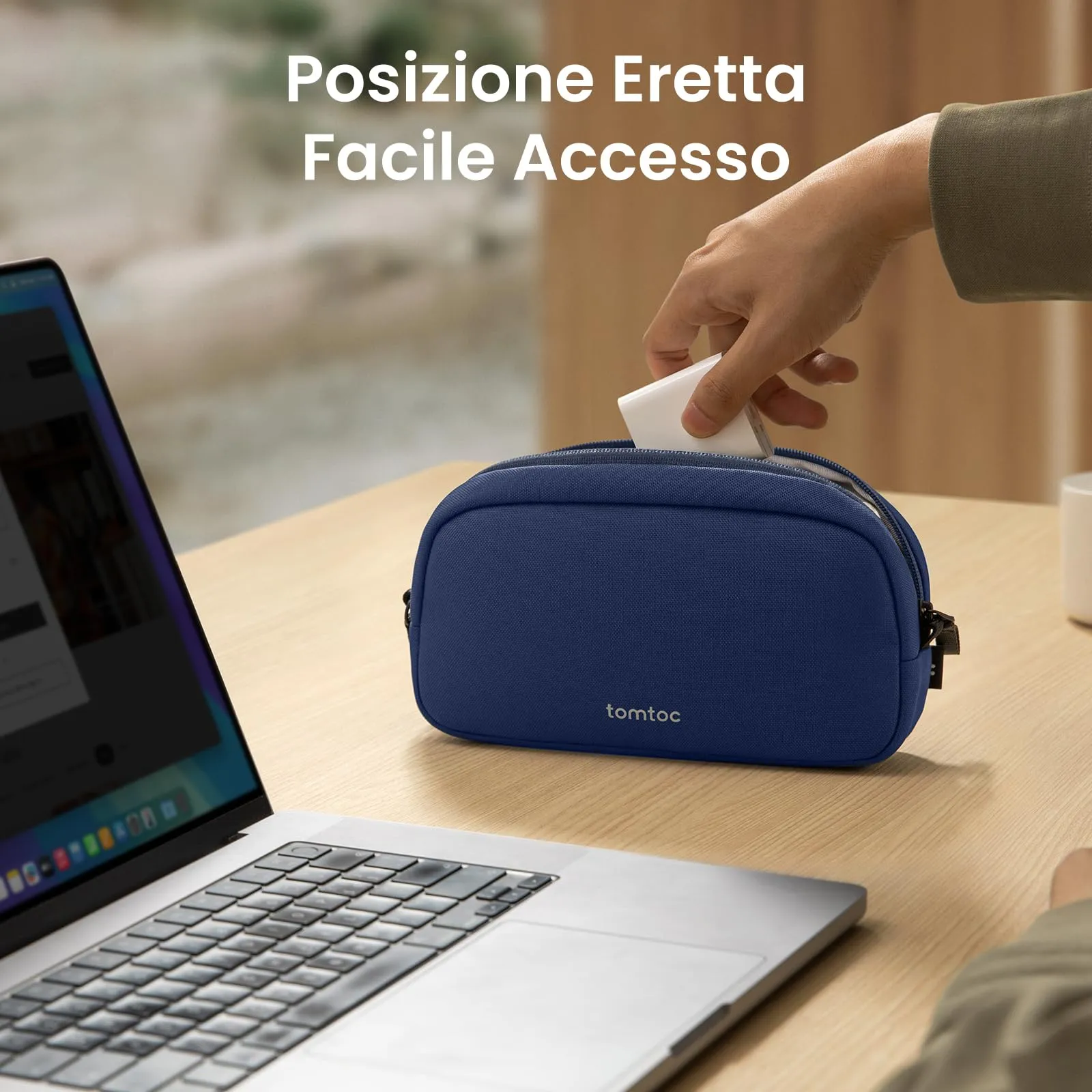 tomtoc Borsa Organizer Cavi e Accessori Viaggio Light-T12, Blu Navy - immagine 3