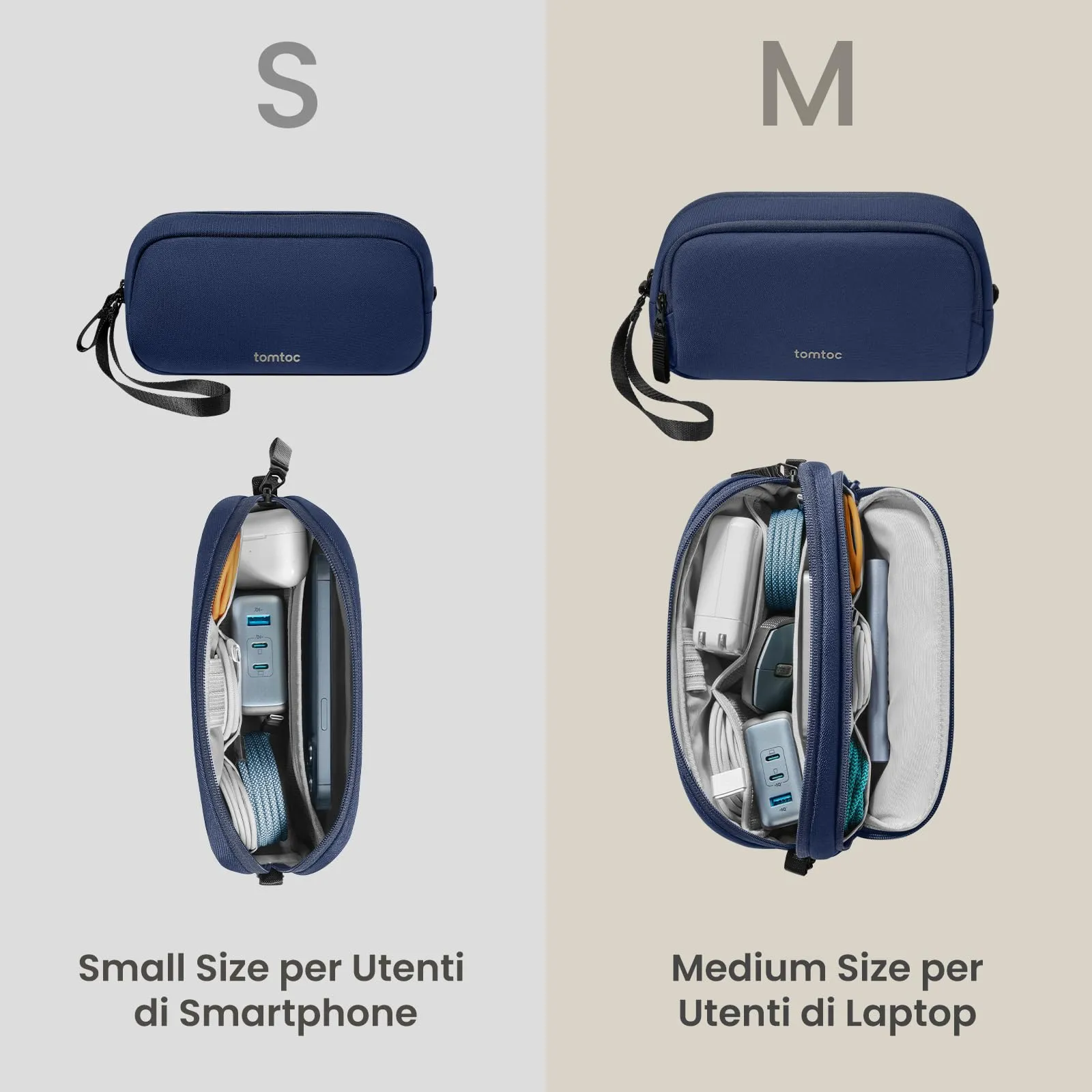 tomtoc Borsa Organizer Cavi e Accessori Viaggio Light-T12, Blu Navy - immagine 7