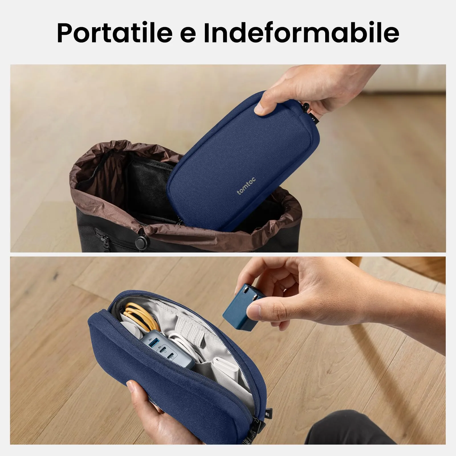 tomtoc Borsa Organizer Cavi e Accessori Viaggio Light-T12, Blu Navy - immagine 10