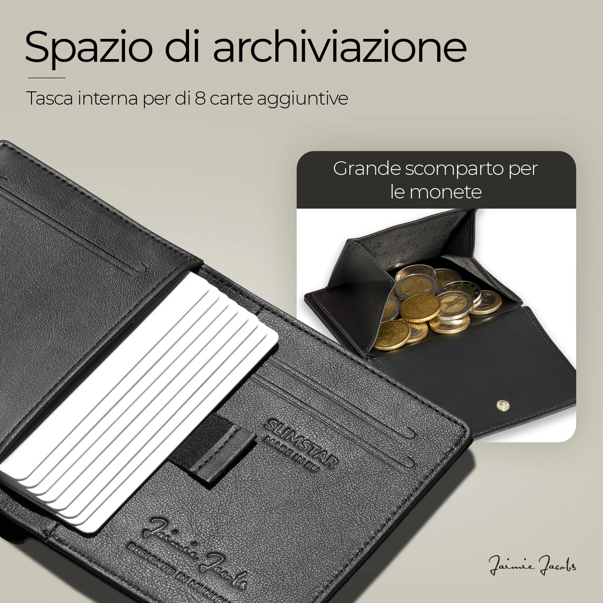 Jaimie Jacobs SLIMSTAR Portafoglio Uomo Piccolo con protezione RFID (Carbonio) - immagine 4