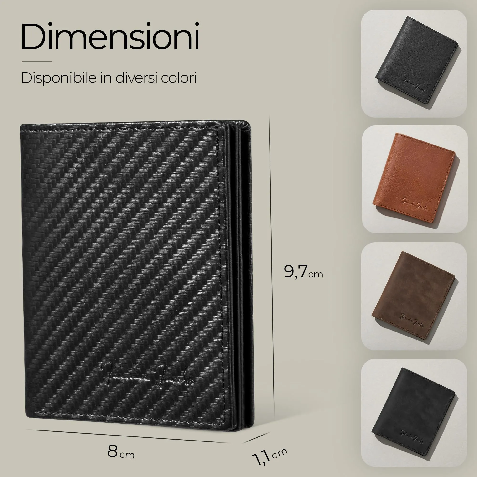 Jaimie Jacobs SLIMSTAR Portafoglio Uomo Piccolo con protezione RFID (Carbonio) - immagine 6