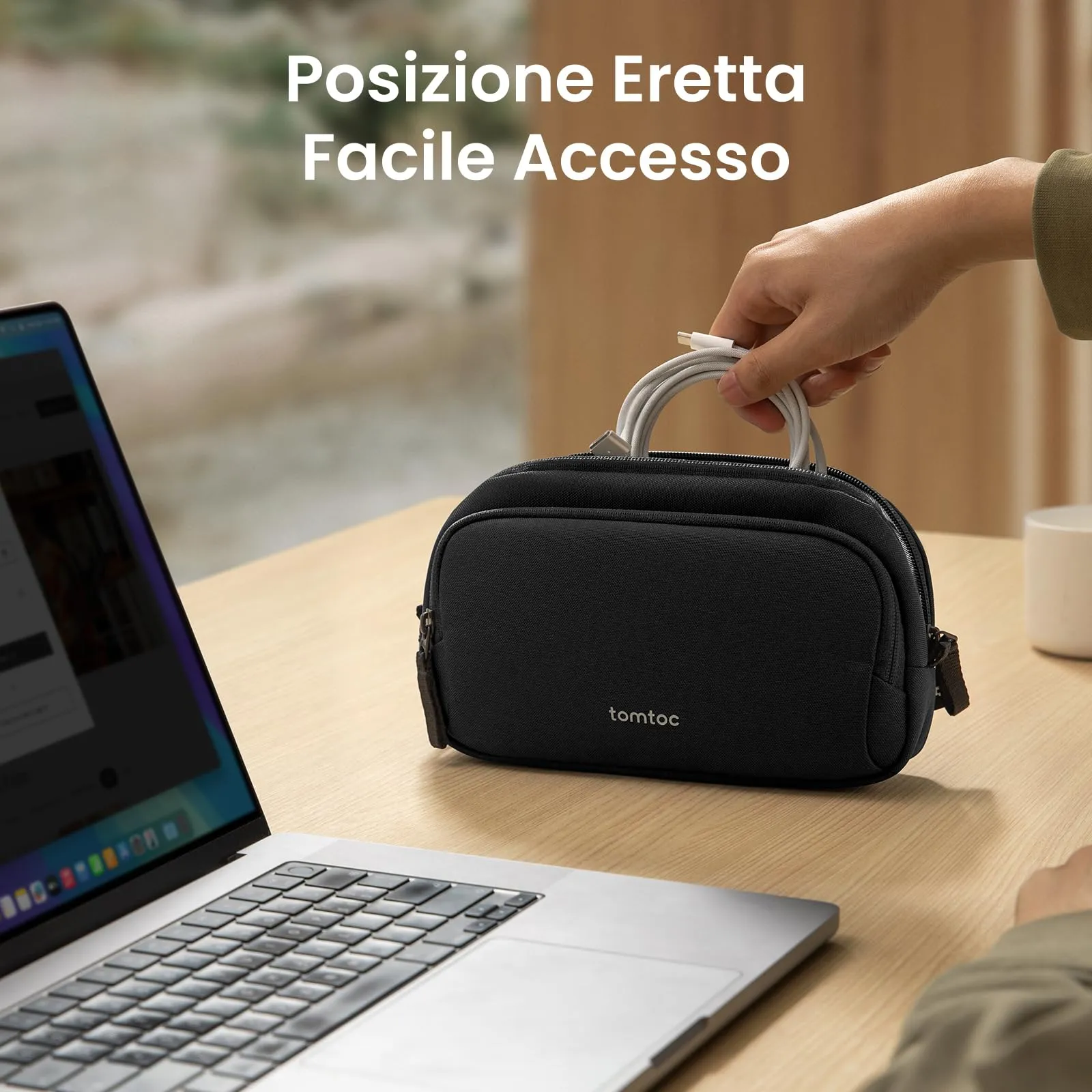 tomtoc Organizer Borsa Accessori Viaggio Light-T12 Tech Pouch - immagine 3
