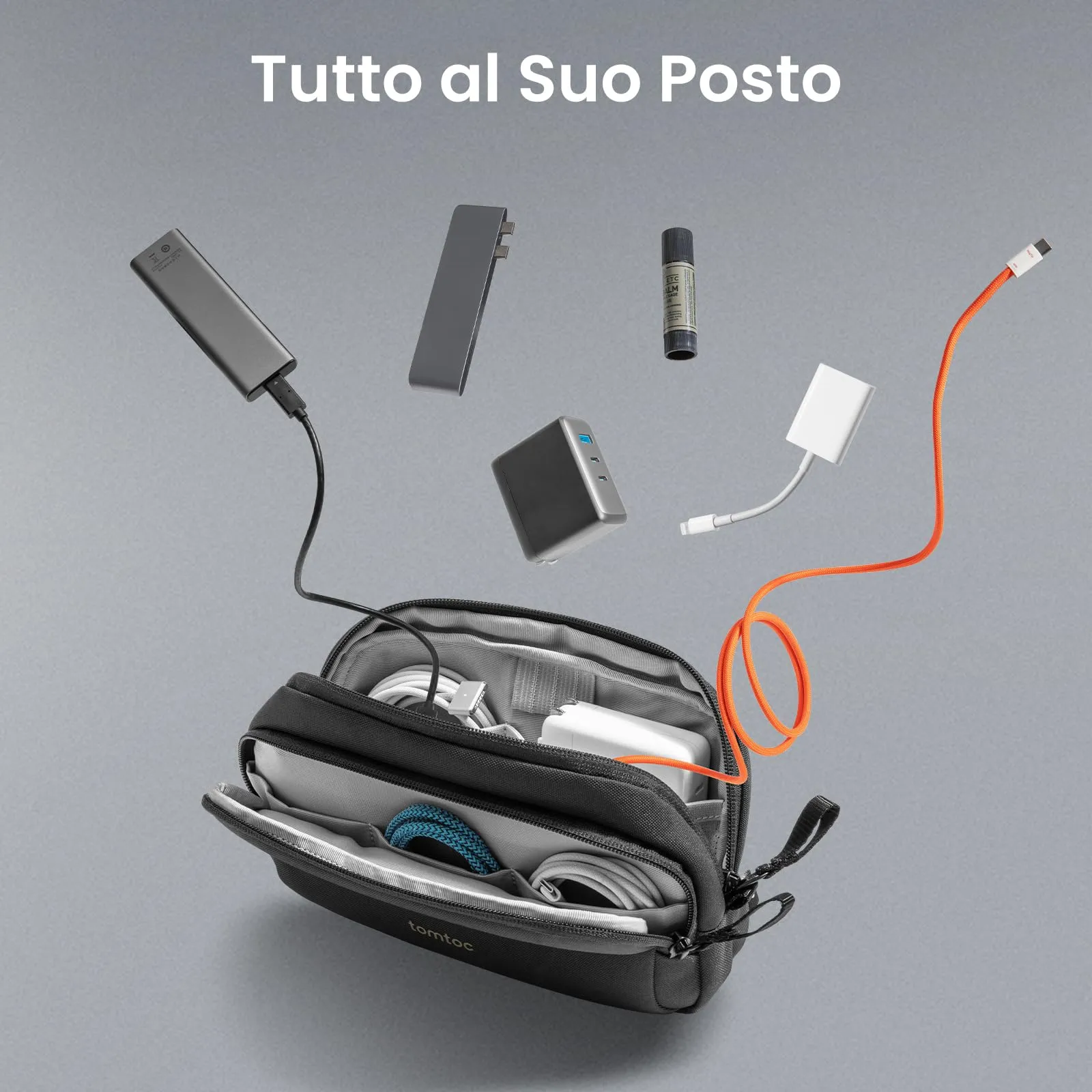 tomtoc Organizer Borsa Accessori Viaggio Light-T12 Tech Pouch - immagine 8