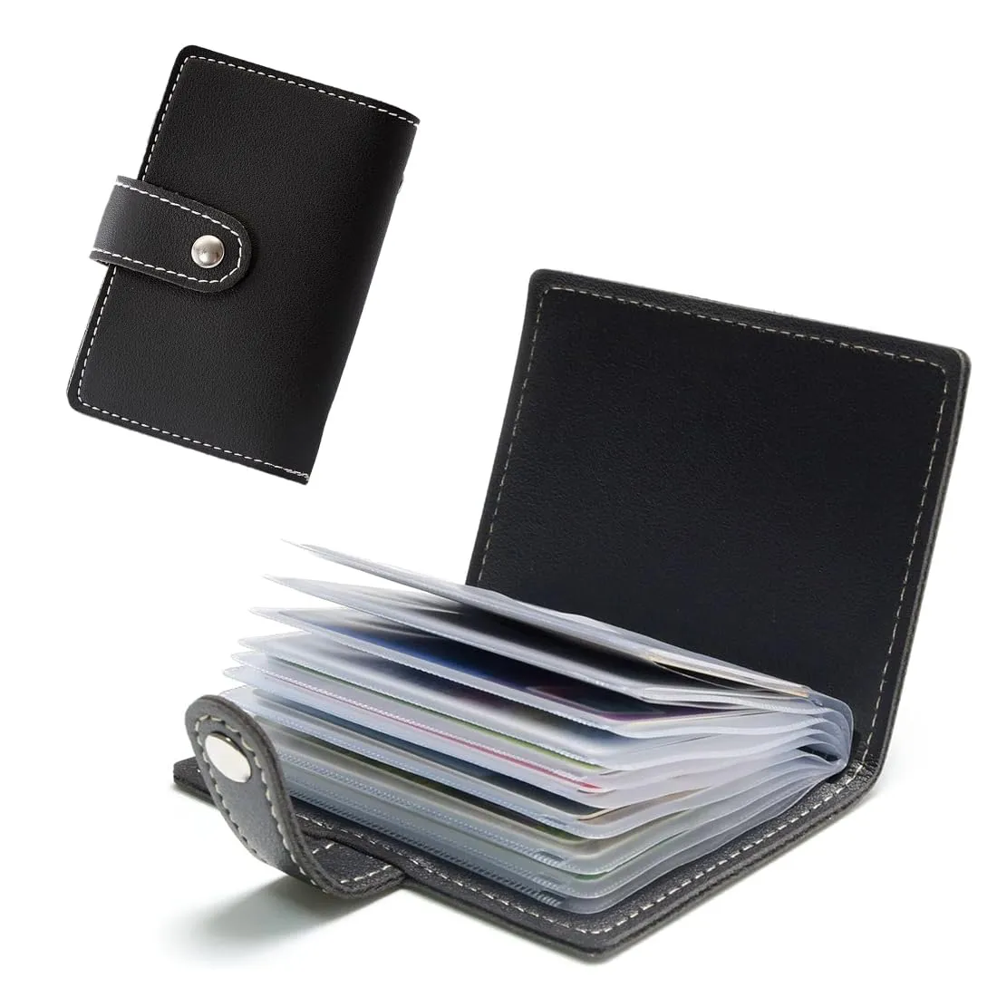 JEYORZY Portafoglio Porta Carte in Pelle con 26 Custodie Protettive (Nero) - immagine 1