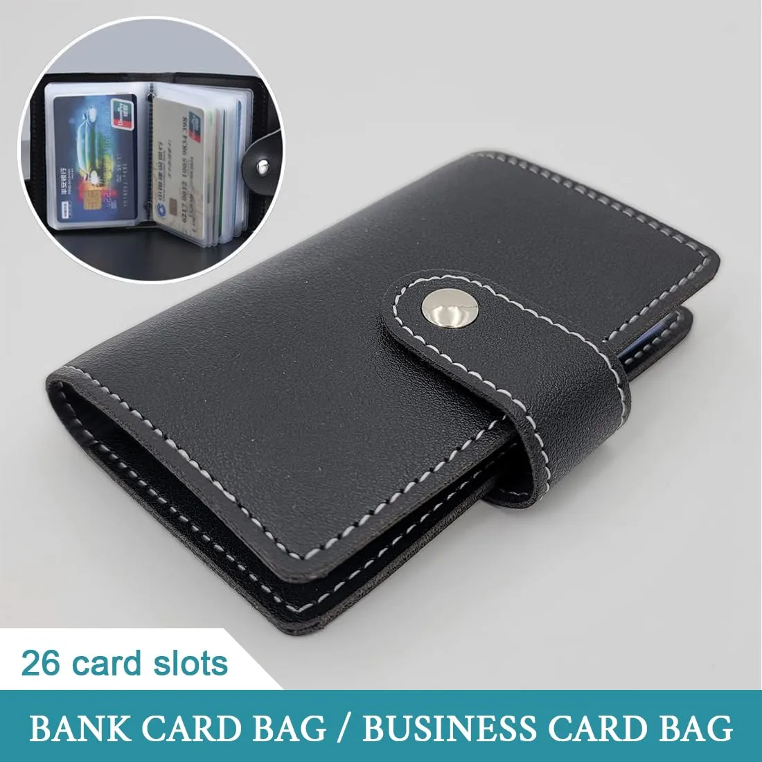 JEYORZY Portafoglio Porta Carte in Pelle con 26 Custodie Protettive (Nero) - immagine 2