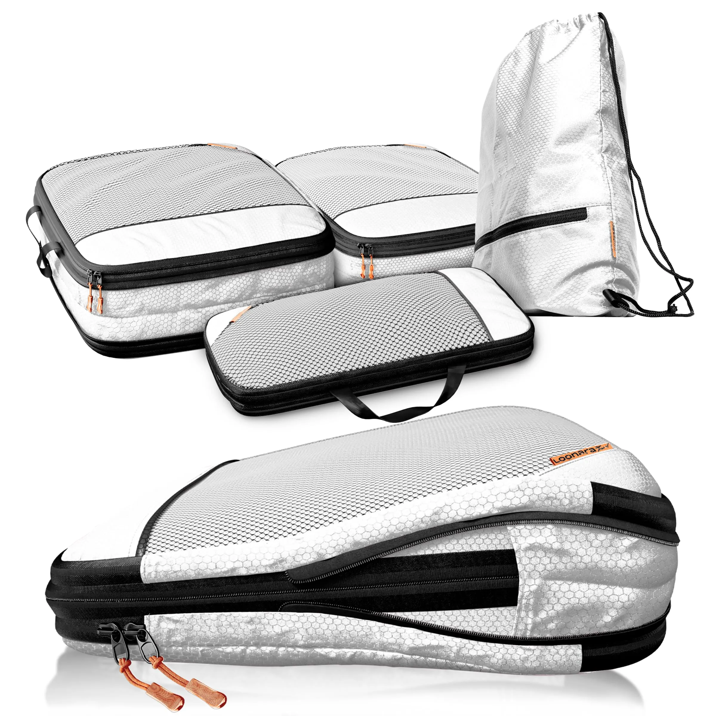 LOONARA Travel Sacchetti compressibili per valigie e zaini, set 4 pezzi, Alpine Slate - Grigio - immagine 1