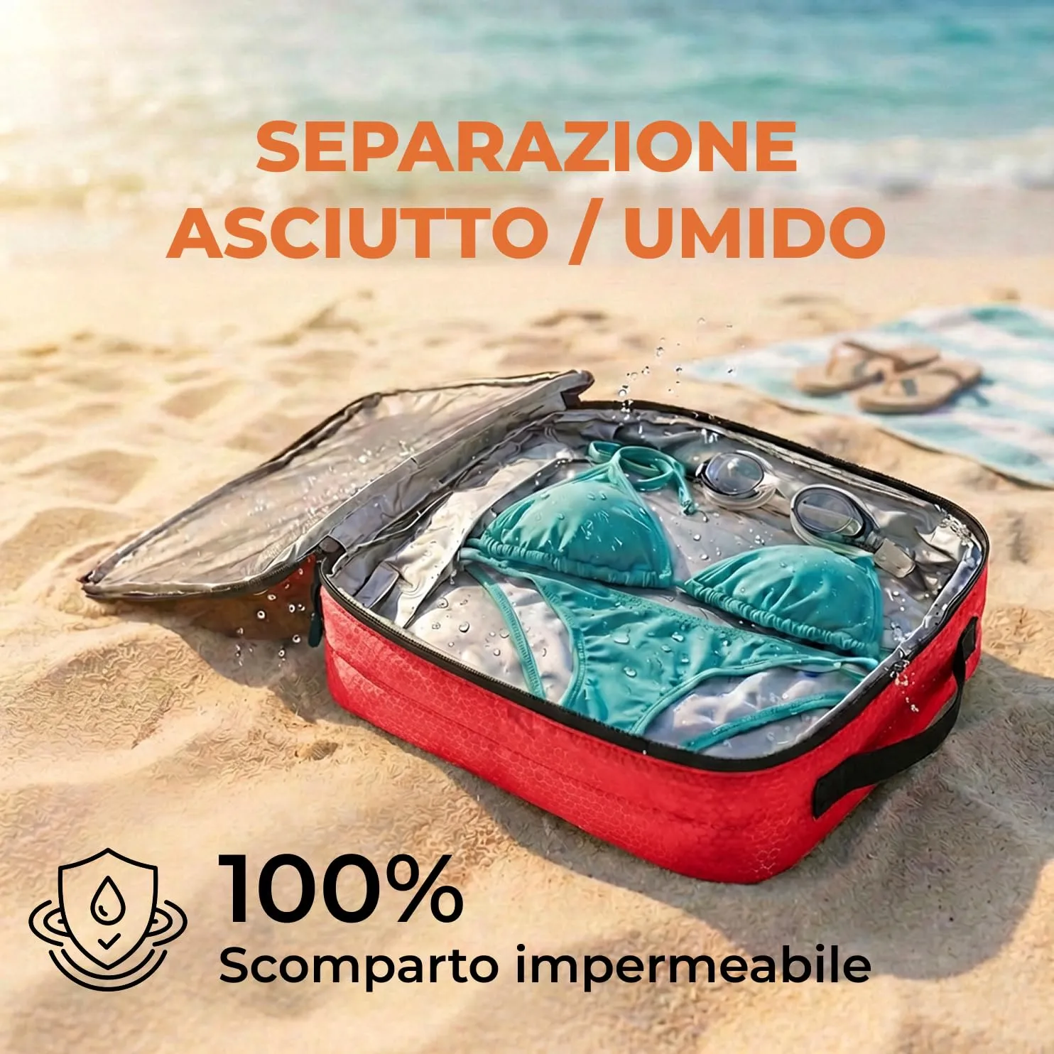 LOONARA Sacchetti compressibili per valigie e zaini, set 7 pezzi (Fuoco Del Tramonto - Rosso) - immagine 4