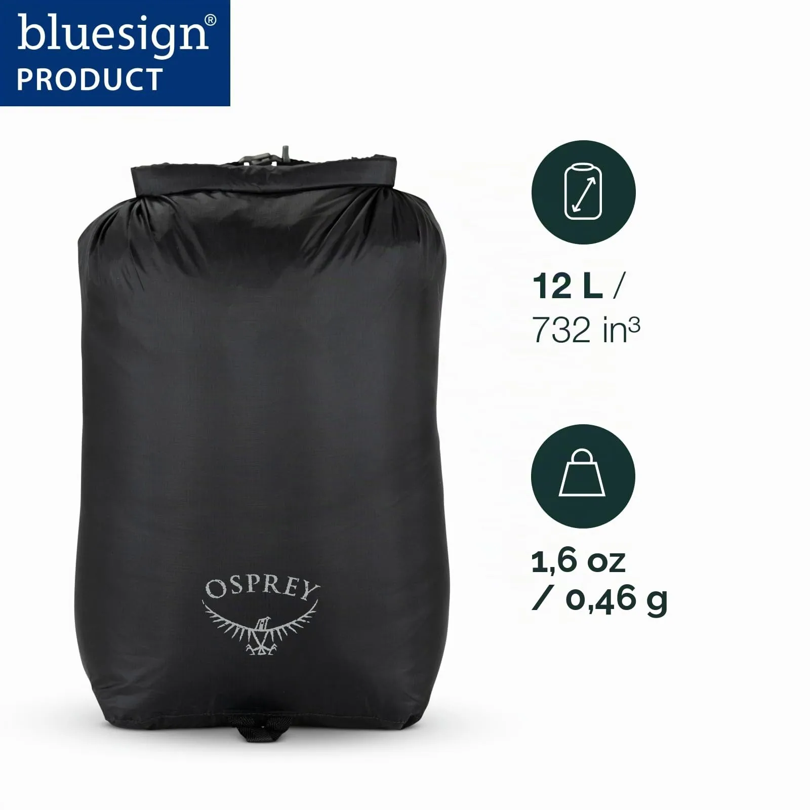 Osprey Ultralight Sacca Impermeabile, 12L, Black - immagine 2