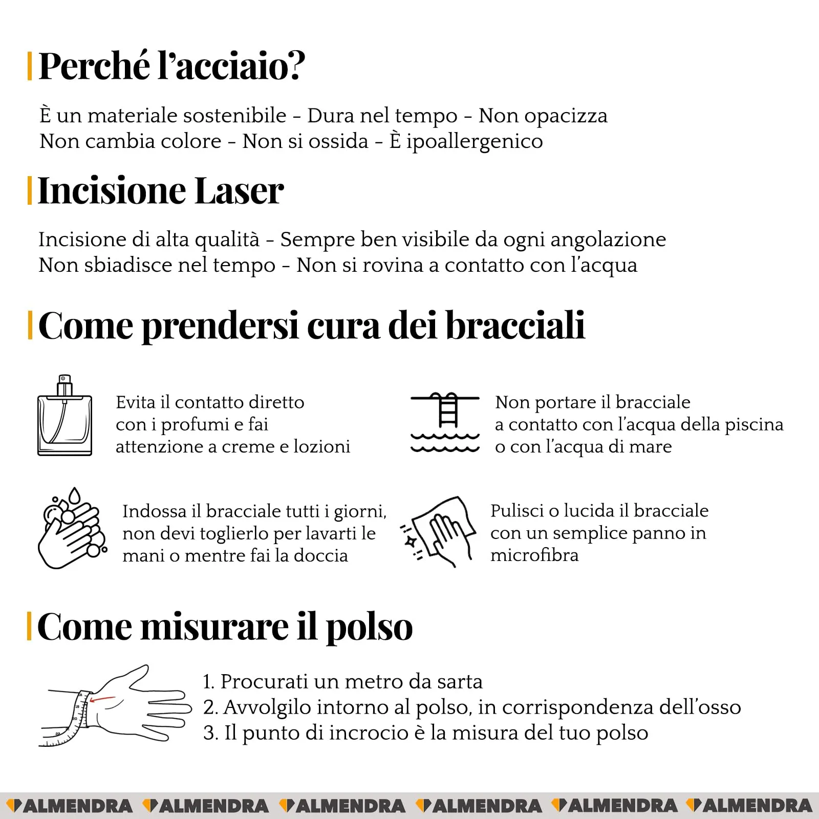 ALMENDRA Bracciale da uomo personalizzato in acciaio, Catena 5mm Oro - immagine 6