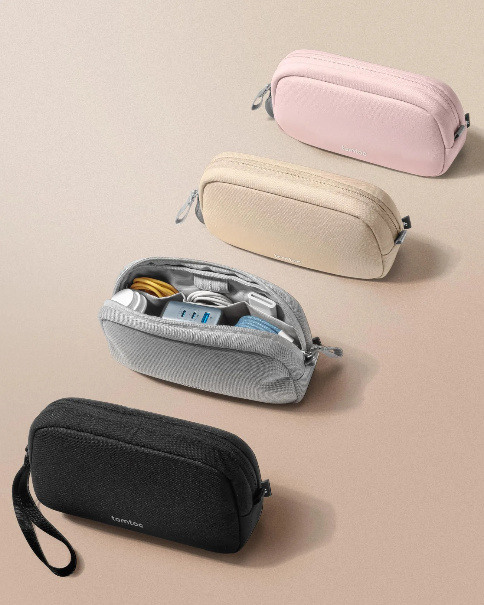 tomtoc Borsa Organizer Cavi e Accessori Viaggio Light-T12, Sabbia Naturale - immagine 8