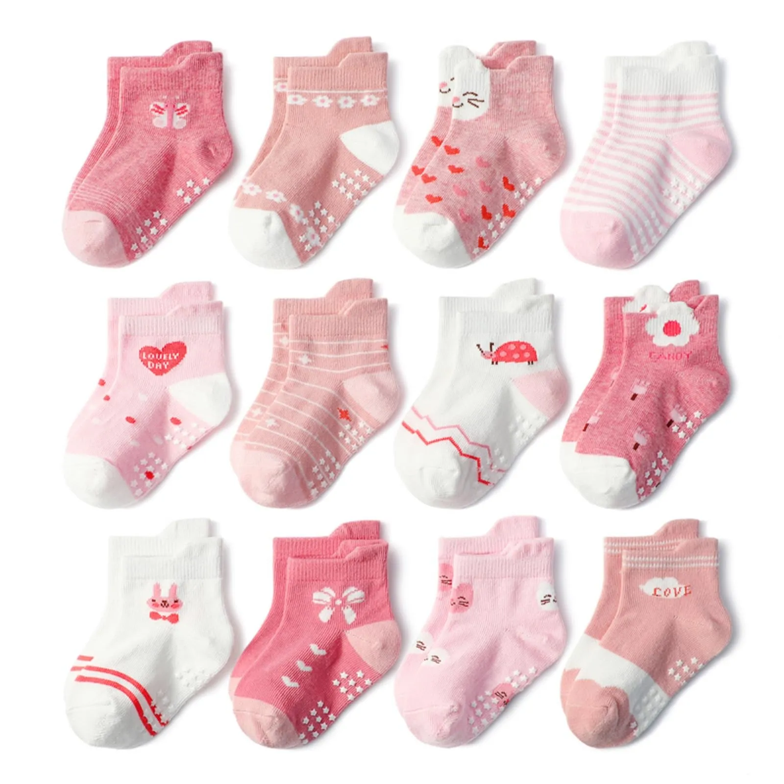 HaimoBurg Calze Antiscivolo in Cotone Traspirante per Bambini, 12 Paia - immagine 1