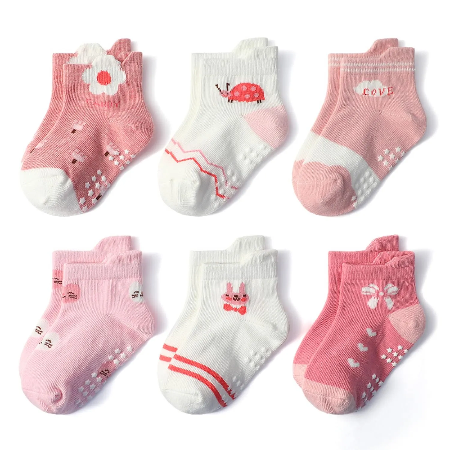HaimoBurg Calze Antiscivolo in Cotone Traspirante per Bambini, 12 Paia - immagine 2