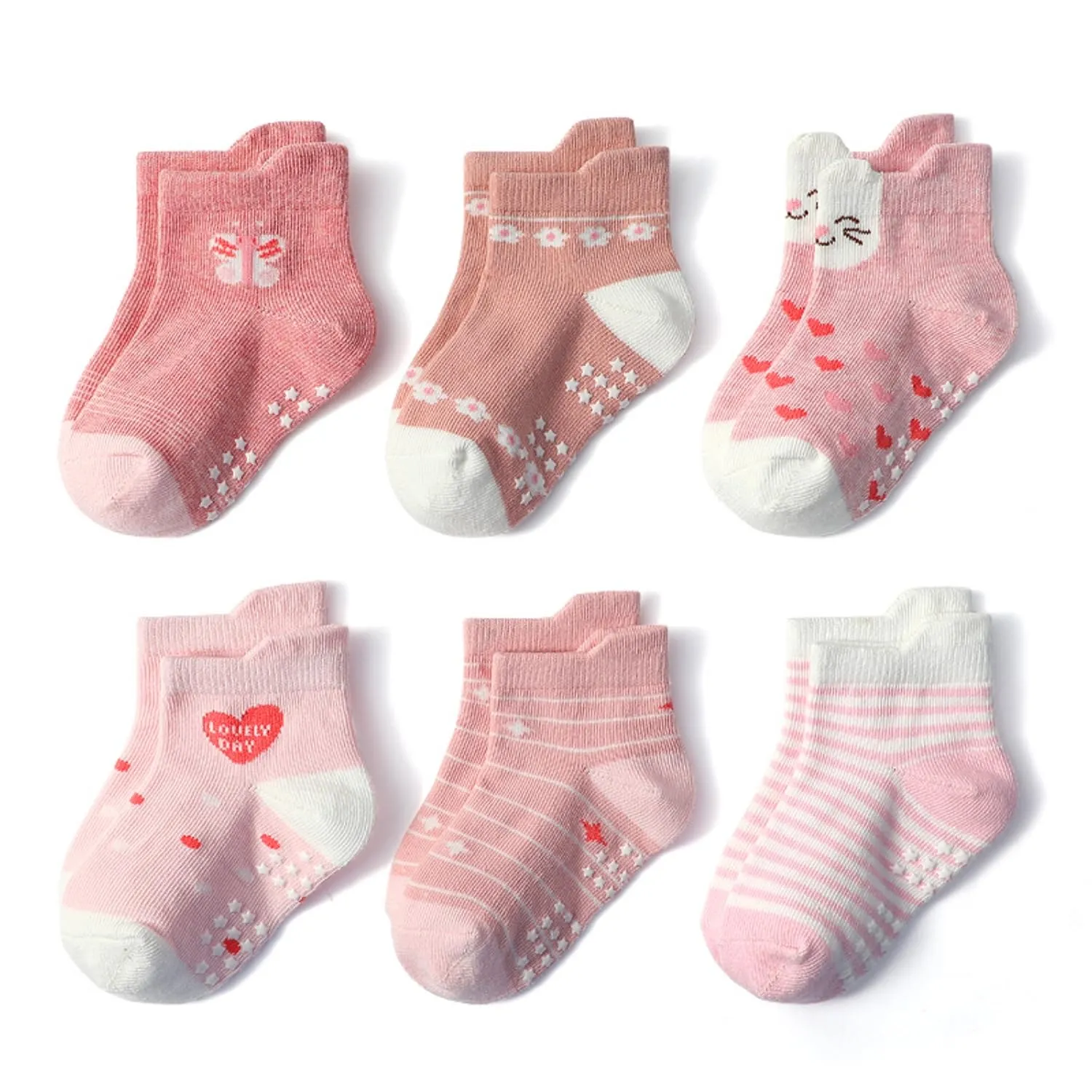 HaimoBurg Calze Antiscivolo in Cotone Traspirante per Bambini, 12 Paia - immagine 3