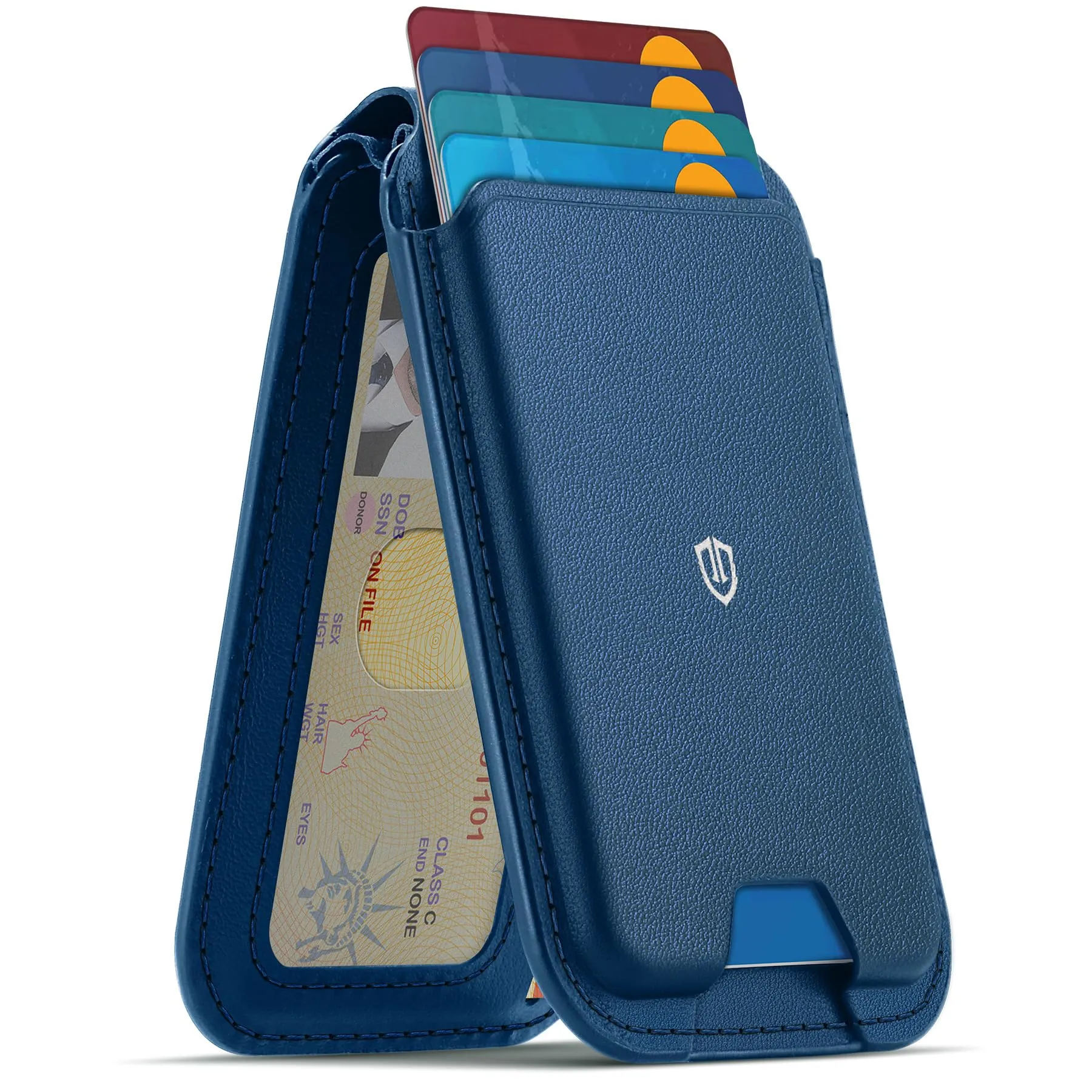 SHIELDON Portafoglio in Vera Pelle per MagSafe, Blu Reale - immagine 1