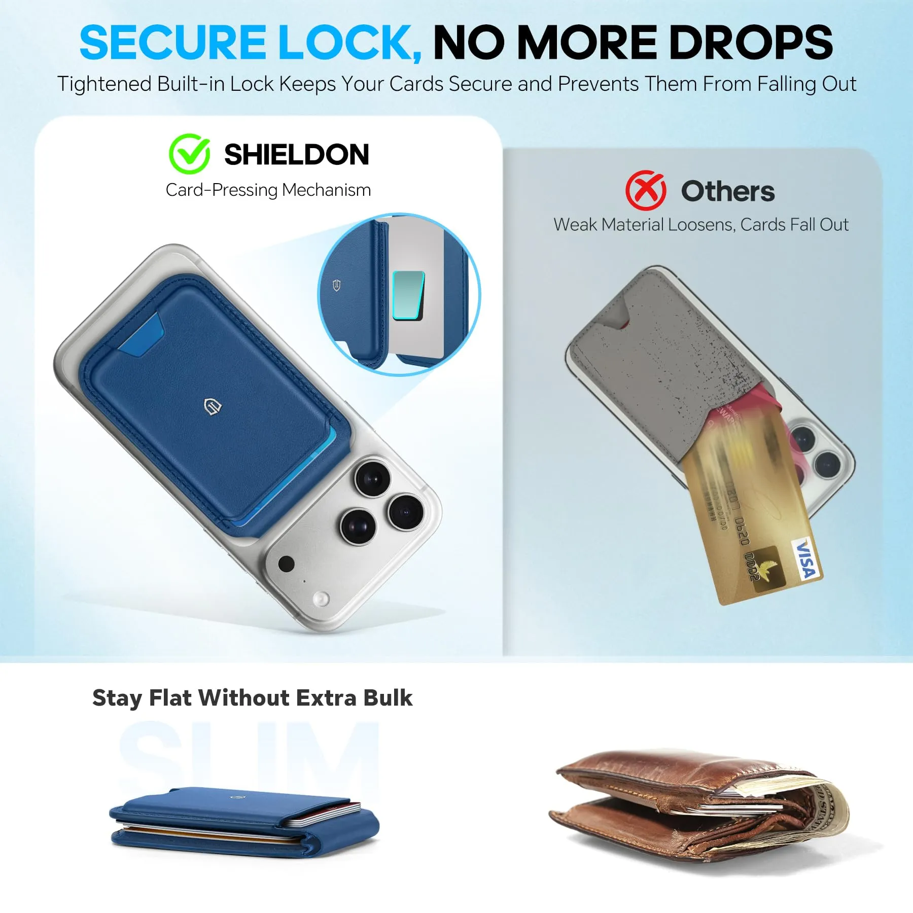 SHIELDON Portafoglio in Vera Pelle per MagSafe, Blu Reale - immagine 7