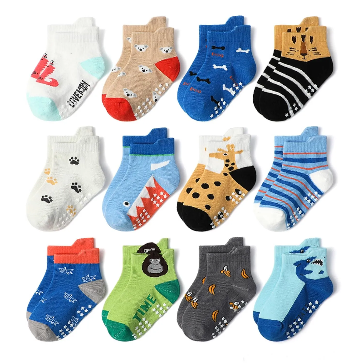 HaimoBurg Calze Antiscivolo in Cotone per Bambini, 12 Paia, 1-5 Anni - immagine 1