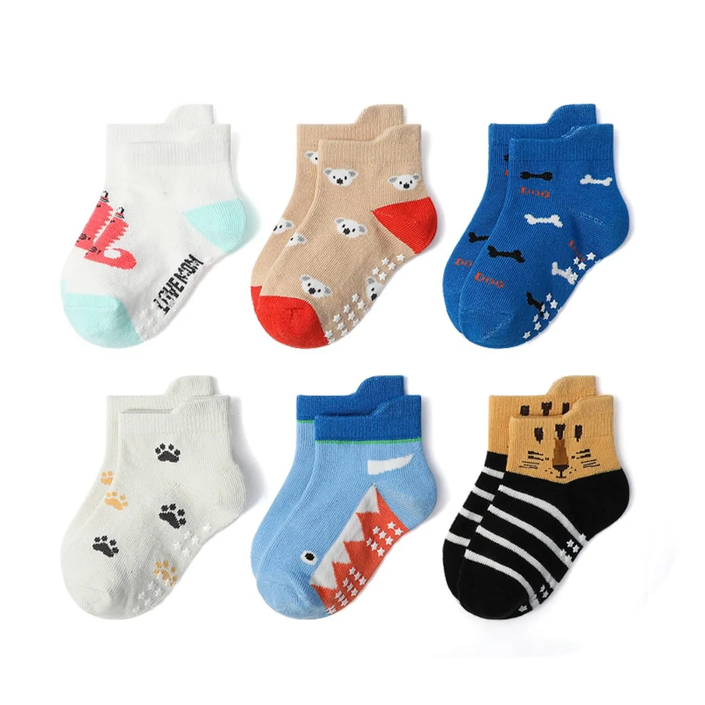 HaimoBurg Calze Antiscivolo in Cotone per Bambini, 12 Paia, 1-5 Anni - immagine 5