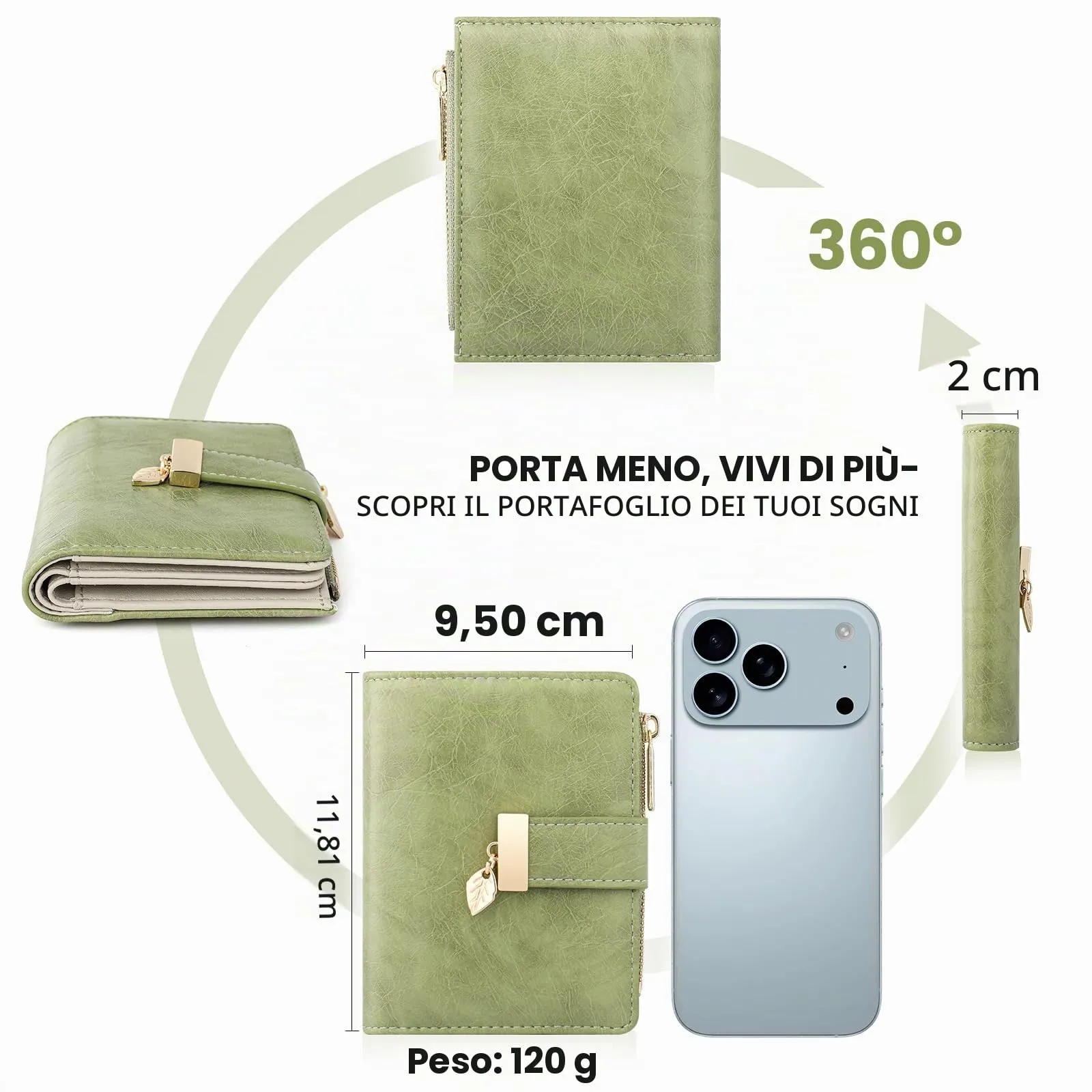 Pomelo Best Portafoglio Donna in Pelle Vegana con Protezione RFID, 8 Scomparti Carte e Portamonete con Cerniera - immagine 2