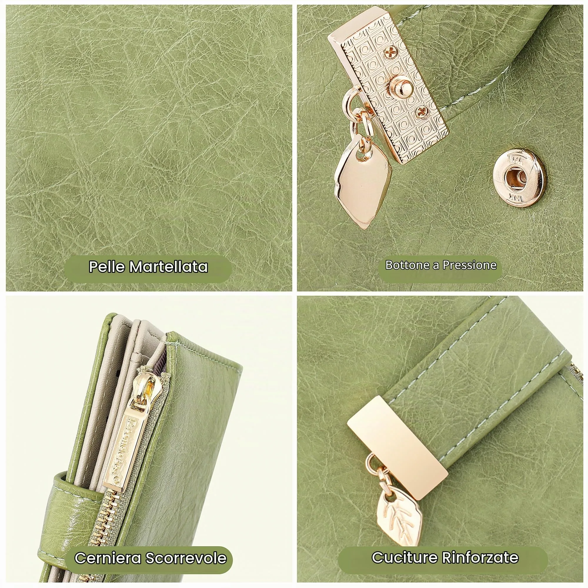 Pomelo Best Portafoglio Donna in Pelle Vegana con Protezione RFID, 8 Scomparti Carte e Portamonete con Cerniera - immagine 5