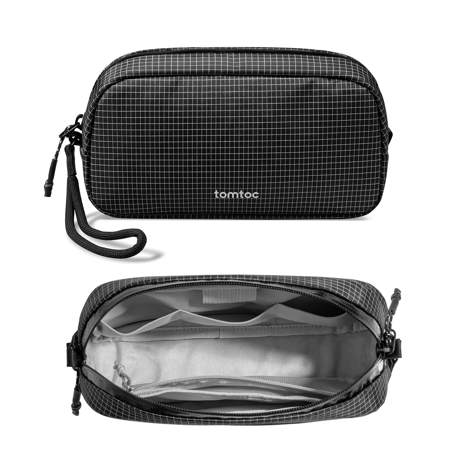 tomtoc Light-T12 Borsa Organizer Accessori e Cavi, Plaid Nero, S - immagine 1