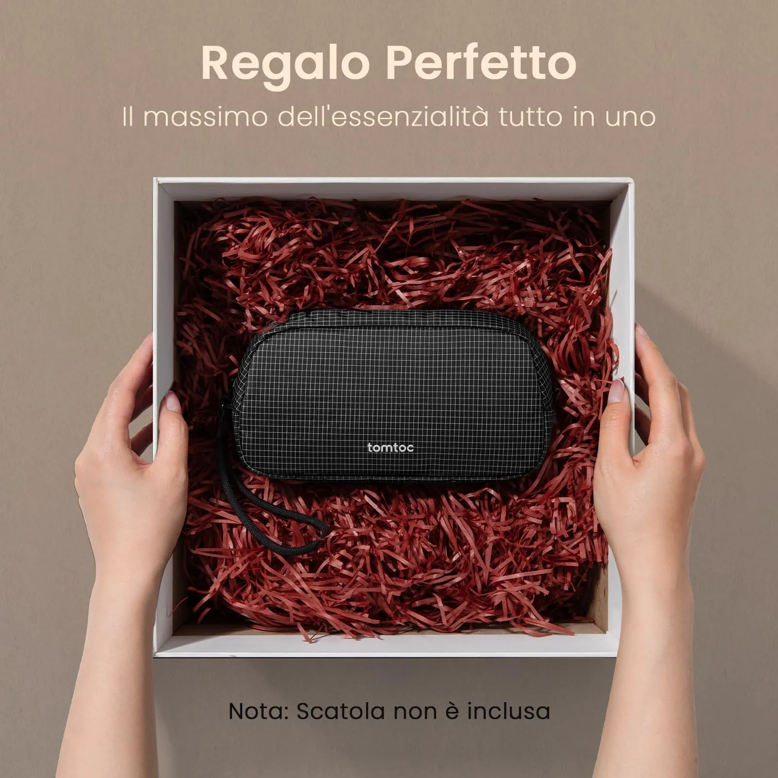 tomtoc Light-T12 Borsa Organizer Accessori e Cavi, Plaid Nero, S - immagine 8