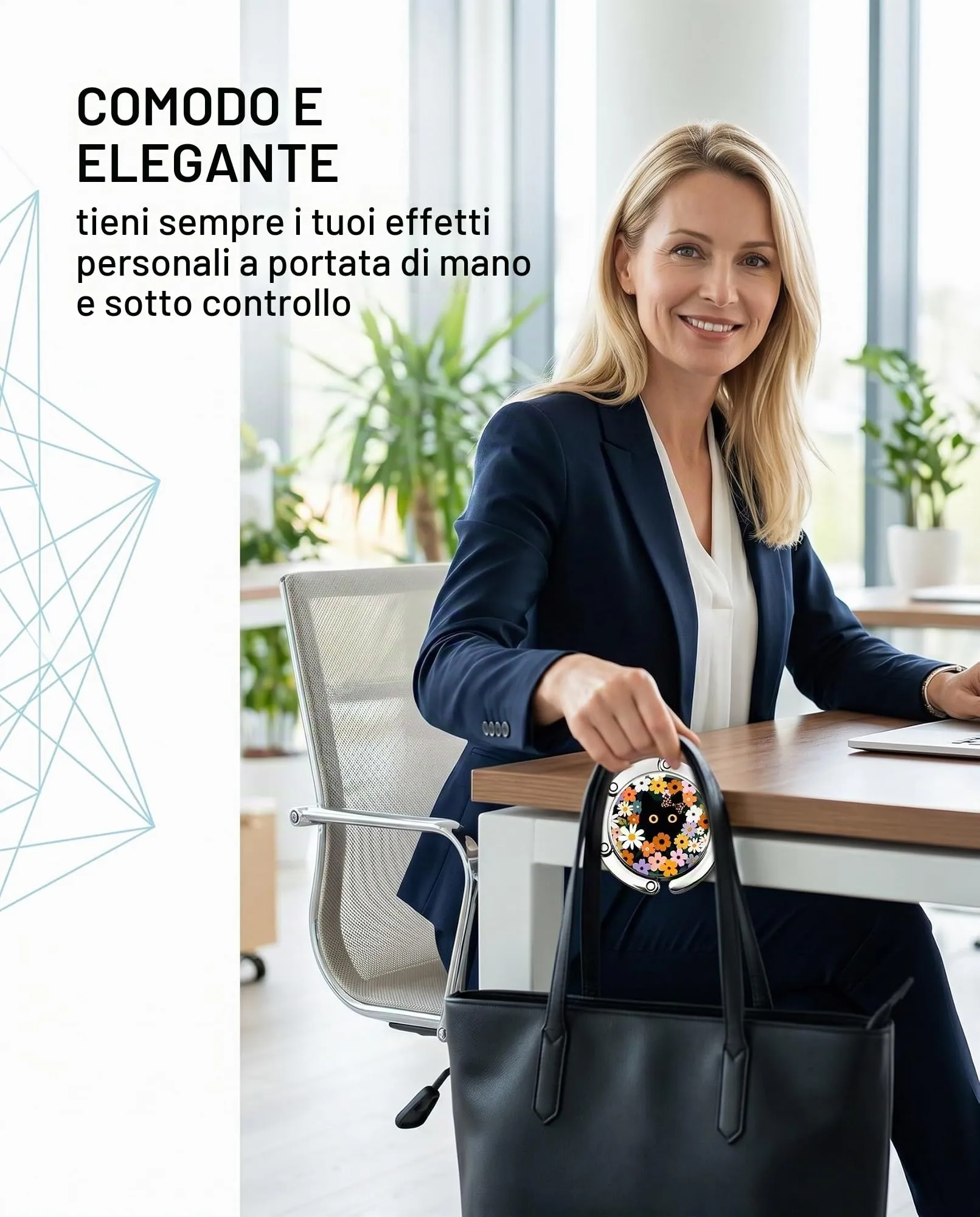 YAZWUR Ganci Borsa da Tavolo Antiscivolo, Set da 3, Supporto 5kg per Scrivania e Ristorante - immagine 3
