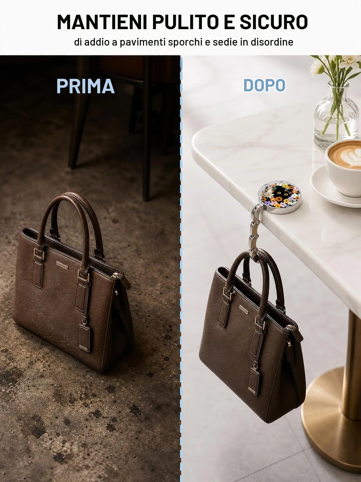 YAZWUR Ganci Borsa da Tavolo Antiscivolo, Set da 3, Supporto 5kg per Scrivania e Ristorante - immagine 6