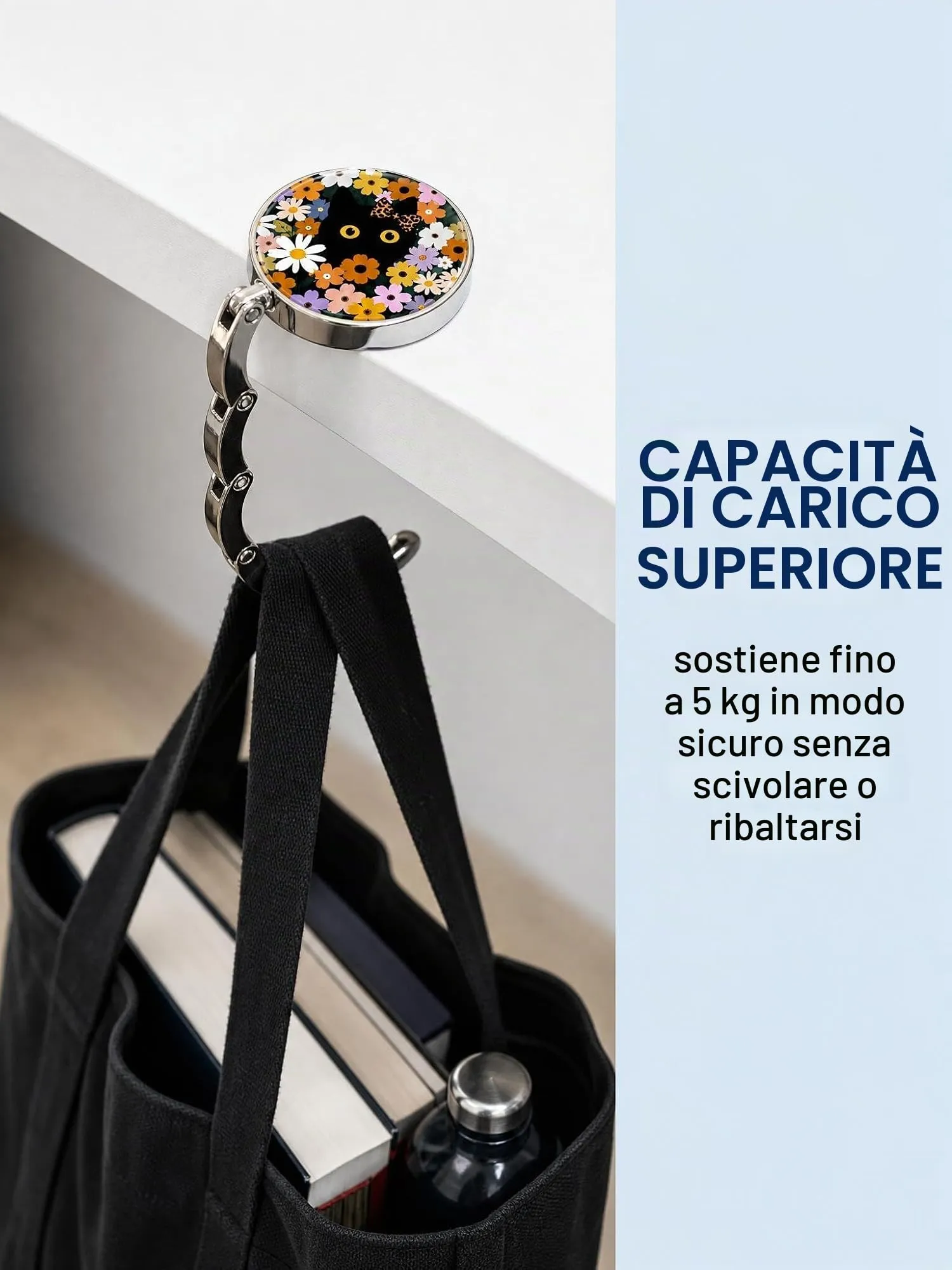 YAZWUR Ganci Borsa da Tavolo Antiscivolo, Set da 3, Supporto 5kg per Scrivania e Ristorante - immagine 7