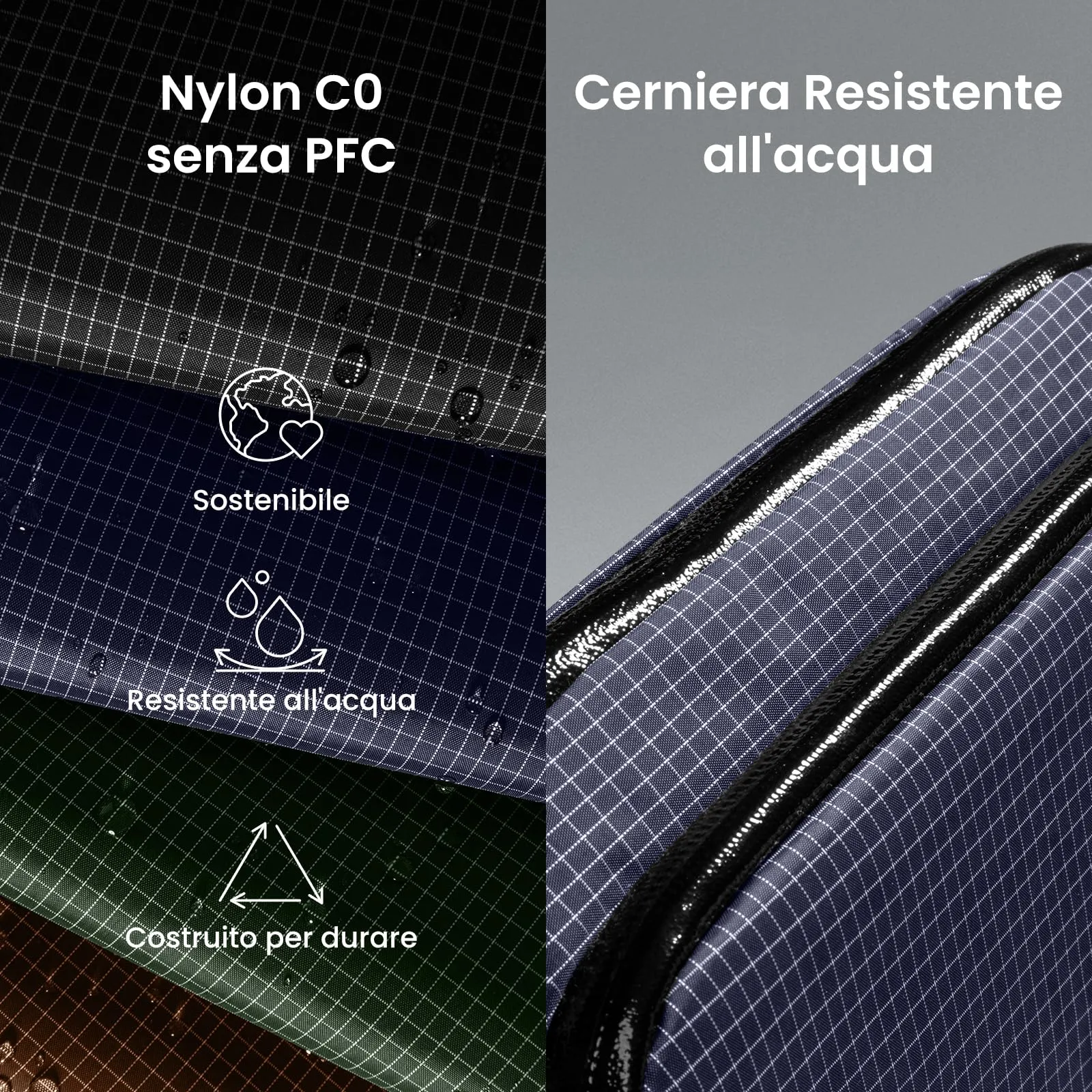 tomtoc Organizer Borsa Accessori Viaggio Light-T12, Borsa Organizer Cavi Tech Pouch, Scozzese Plaid Blu - immagine 2