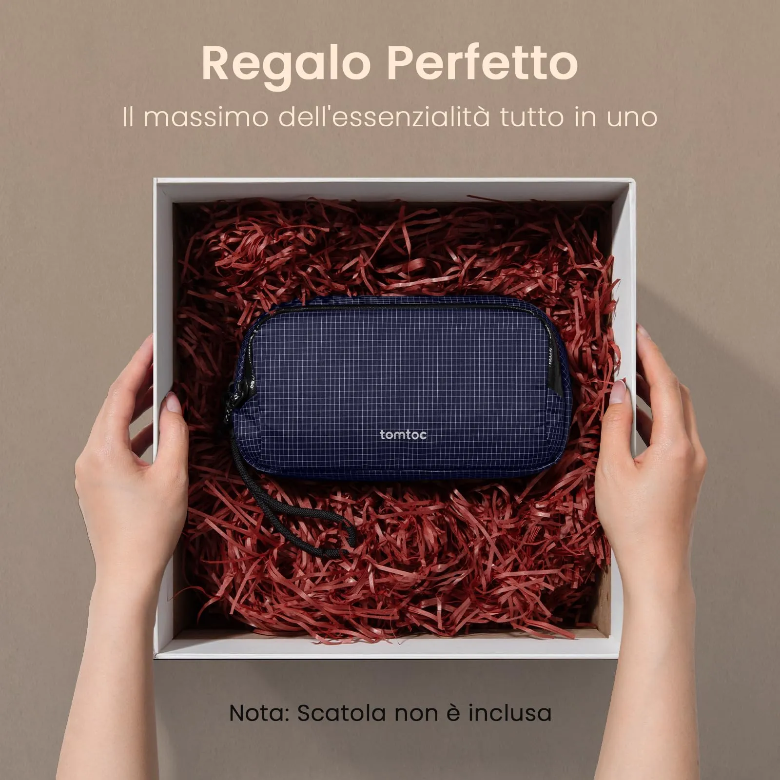 tomtoc Organizer Borsa Accessori Viaggio Light-T12, Borsa Organizer Cavi Tech Pouch, Scozzese Plaid Blu - immagine 8