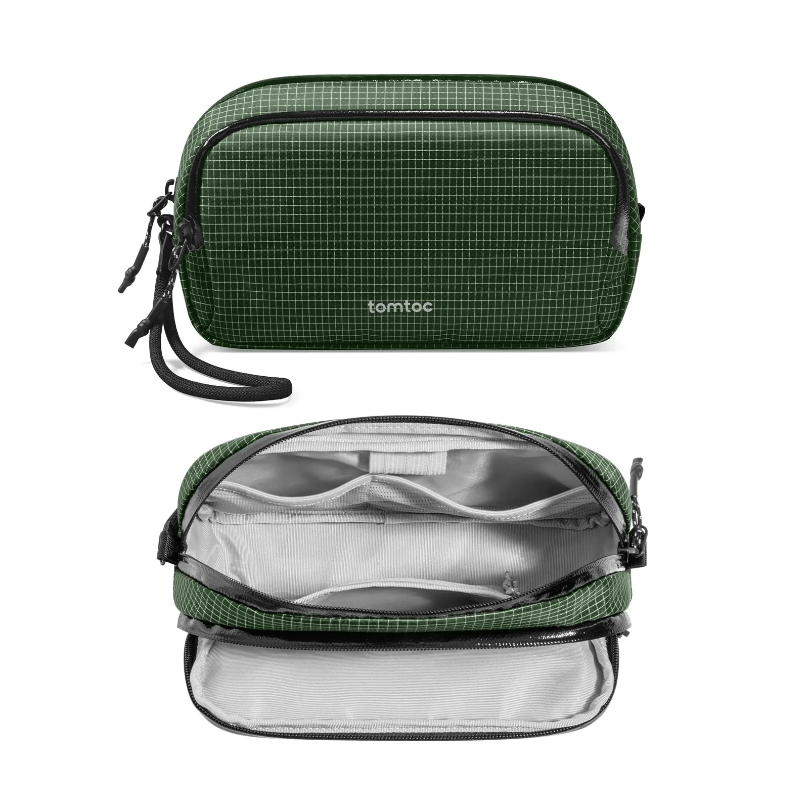 tomtoc Organizer Borsa Accessori Viaggio Light-T12, Scozzese Plaid Verde - immagine 1