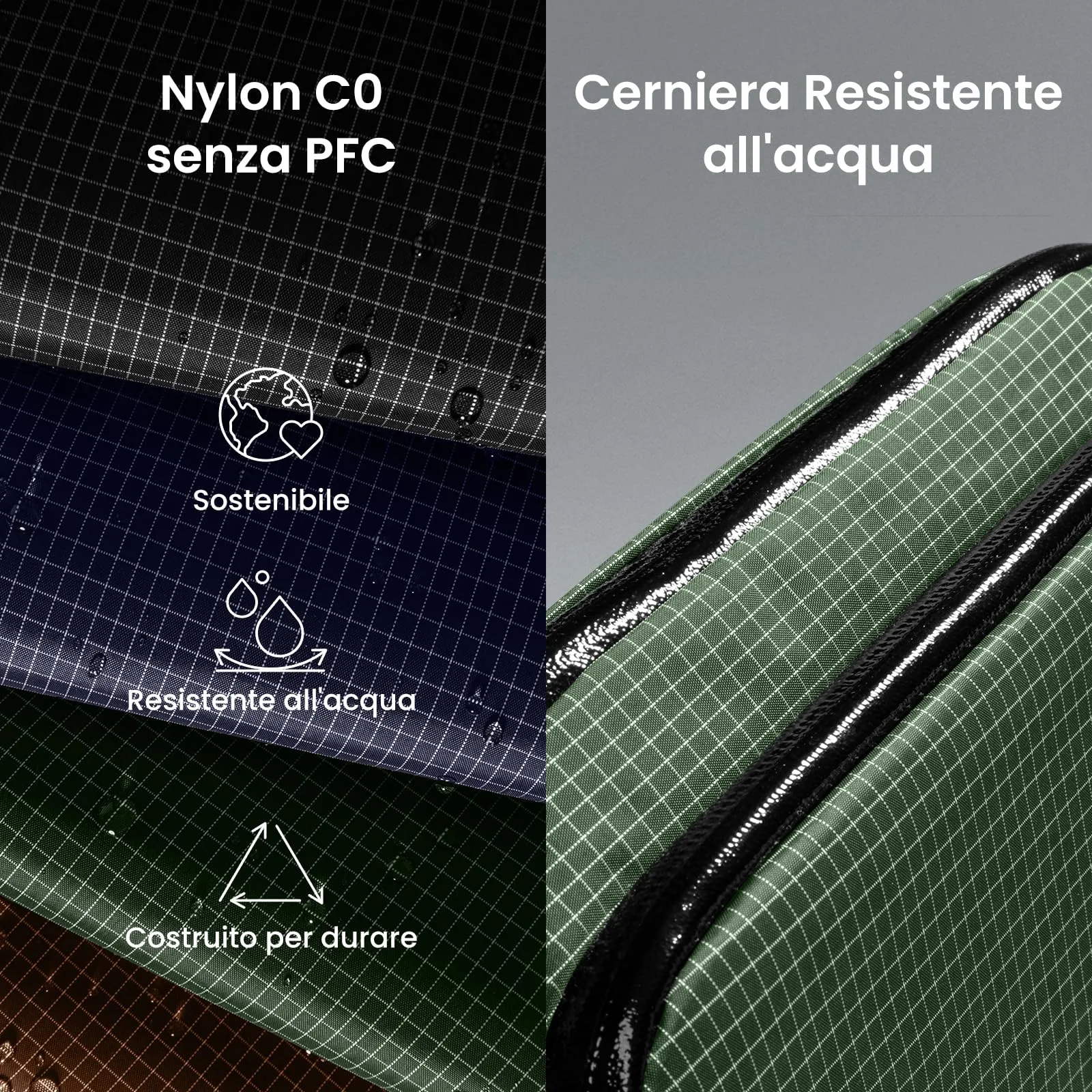 tomtoc Organizer Borsa Accessori Viaggio Light-T12, Scozzese Plaid Verde - immagine 2
