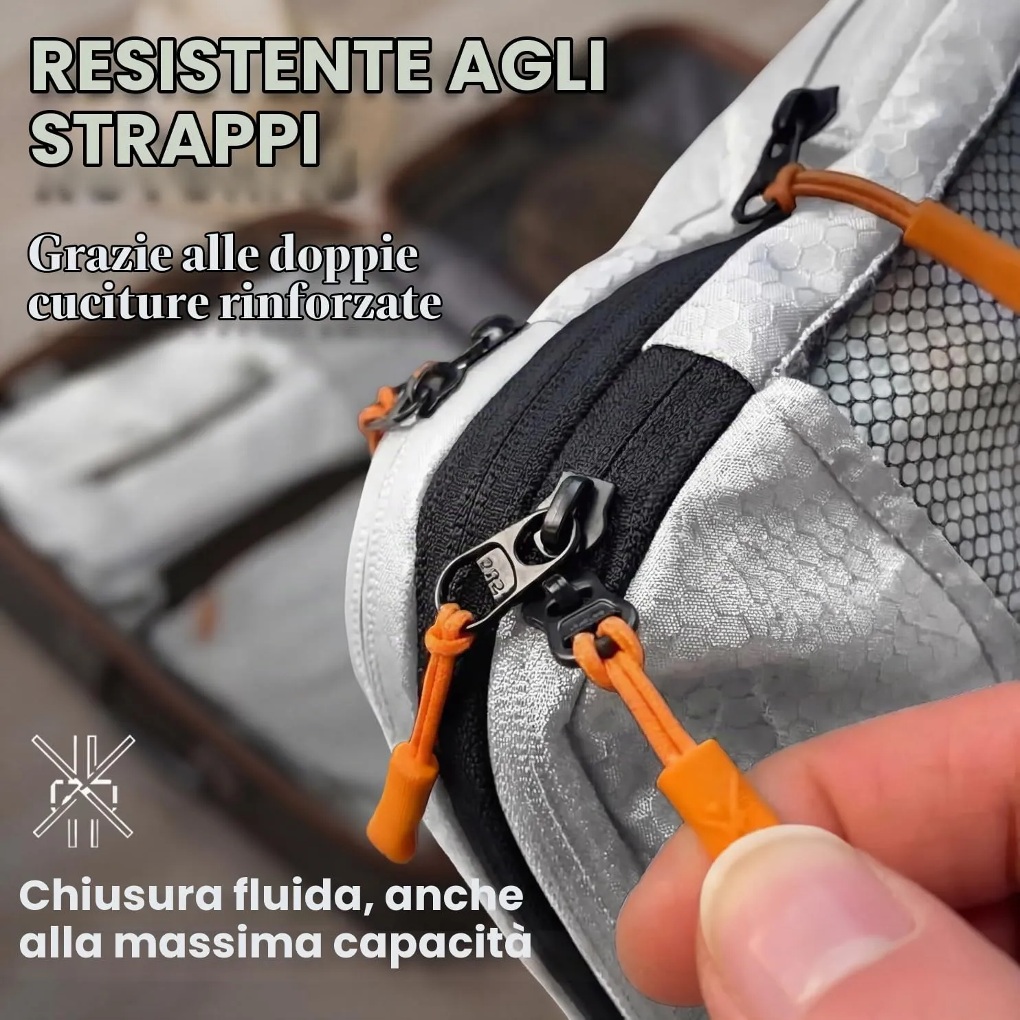 LOONARA Sacchetti compressibili per valigie e zaini, 10 pezzi, 420D PU (Alpine Slate - Grigio) - immagine 3