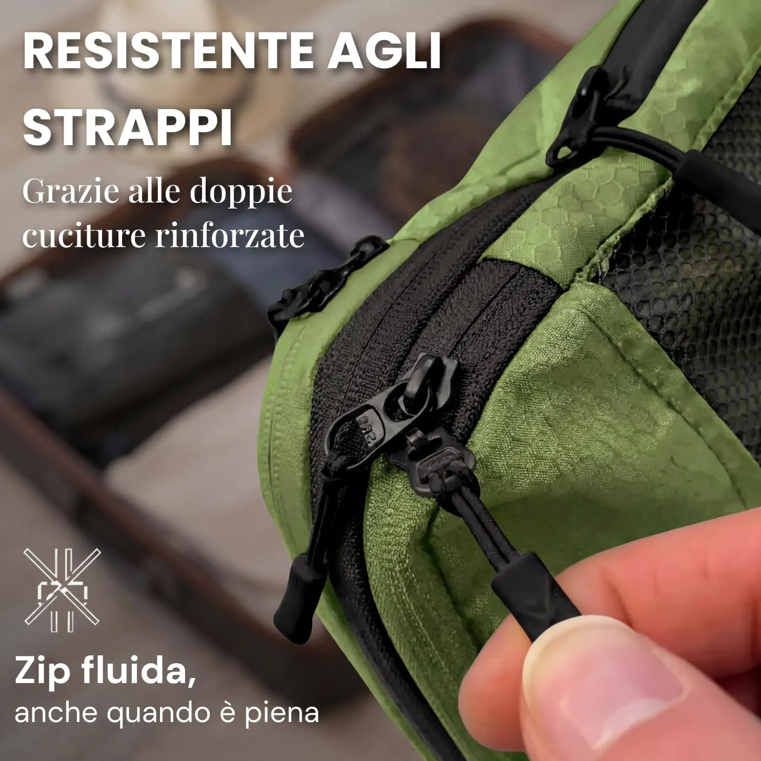 LOONARA Travel Sacchetti Compressibili per Valigie e Zaini, Set 10 Pezzi, 420D PU (Odissea D'oliva - Verde) - immagine 3