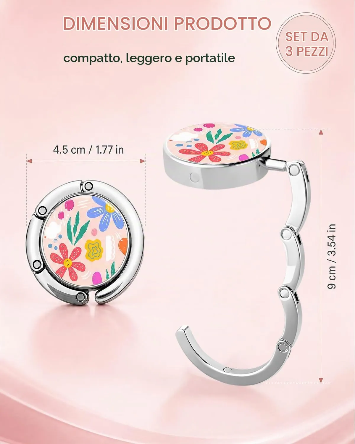 YAZWUR Ganci Appendiborsa da Tavolo Antiscivolo, 3 Pezzi - immagine 2