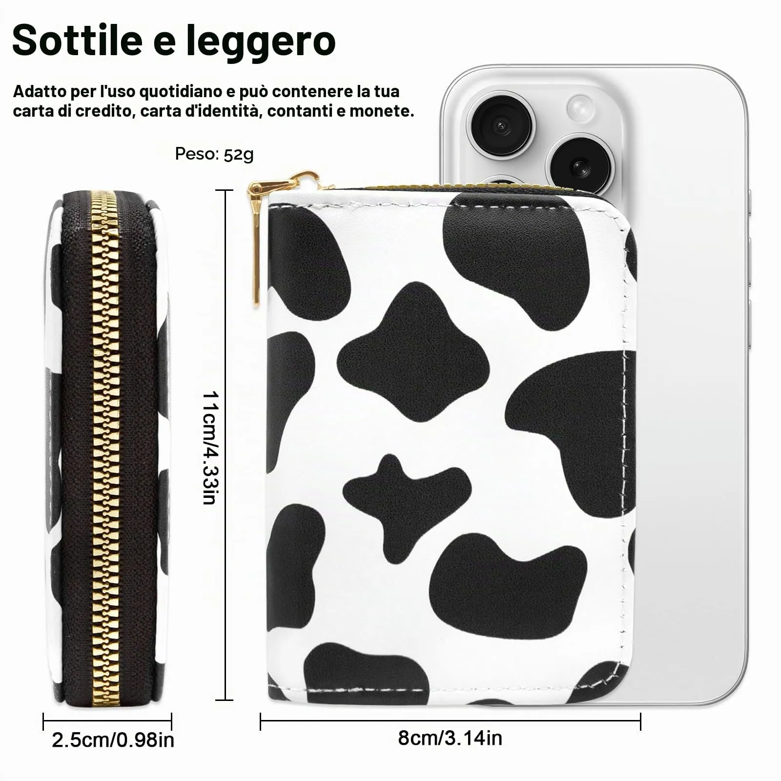 LJCZKA Portafoglio Portacarte in Pelle PU con Cerniera, 9 Slot per Carte e 2 Compartimenti - immagine 2