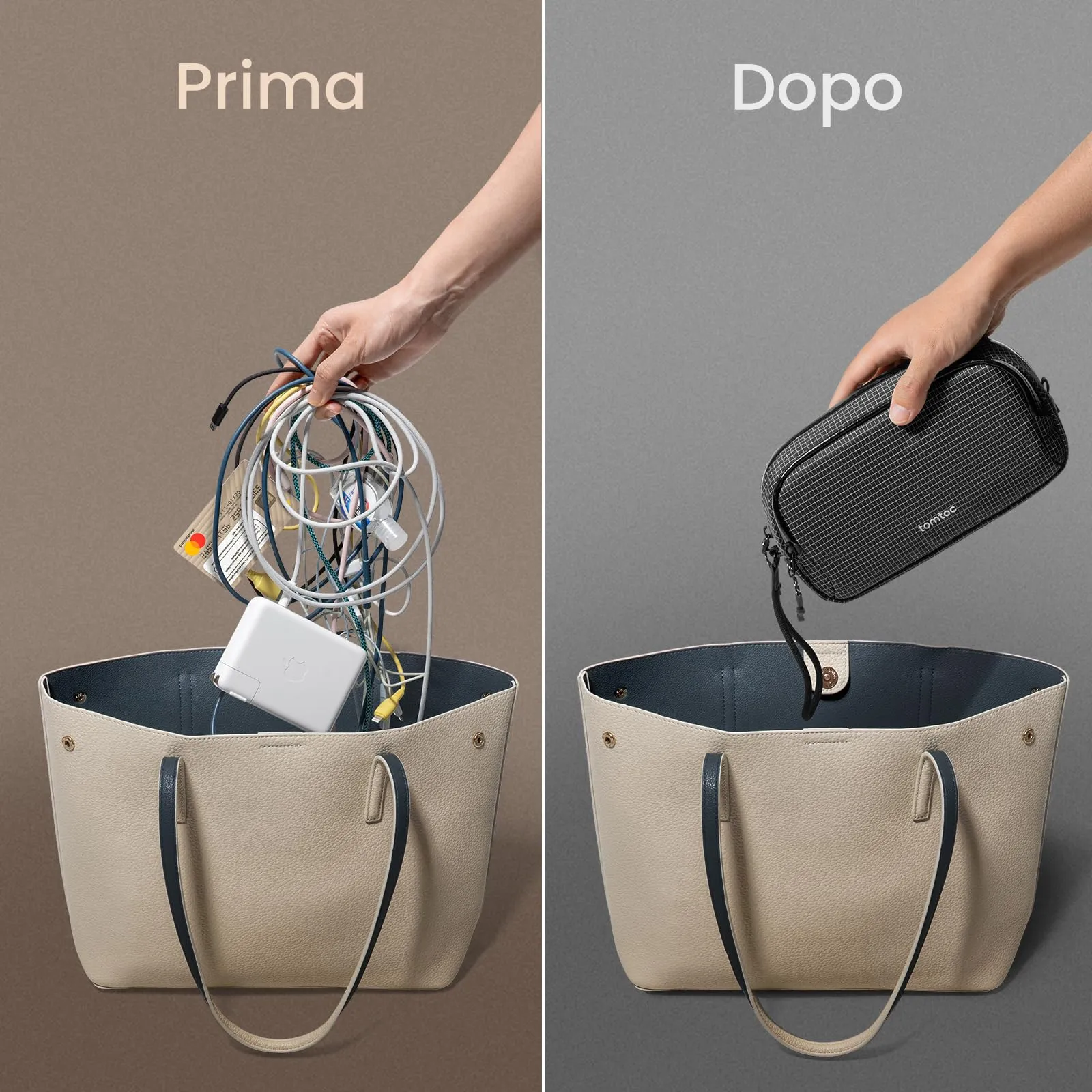 tomtoc Organizer Borsa Accessori Viaggio Light-T12, Tech Pouch Scozzese - immagine 6
