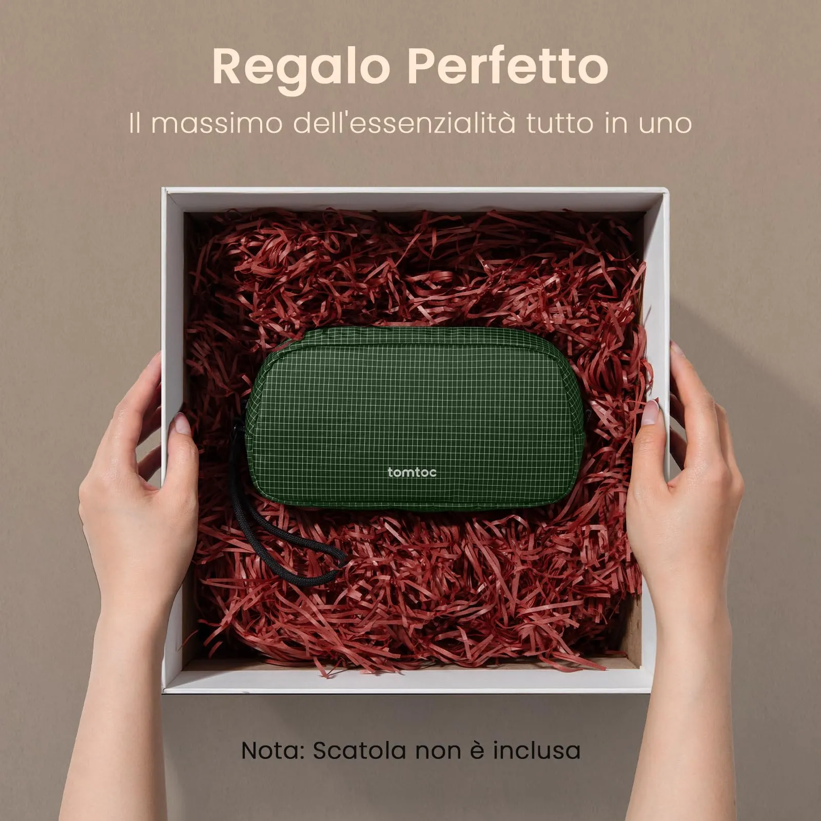 tomtoc Light-T12 Borsa Organizer Accessori Viaggio, Plaid Verde, S - immagine 8