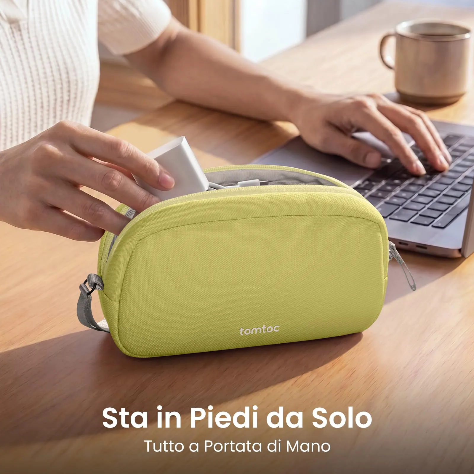 tomtoc Light-T12 Borsa Organizer Cavi e Accessori Viaggio, Tech Pouch, Arancione - immagine 2