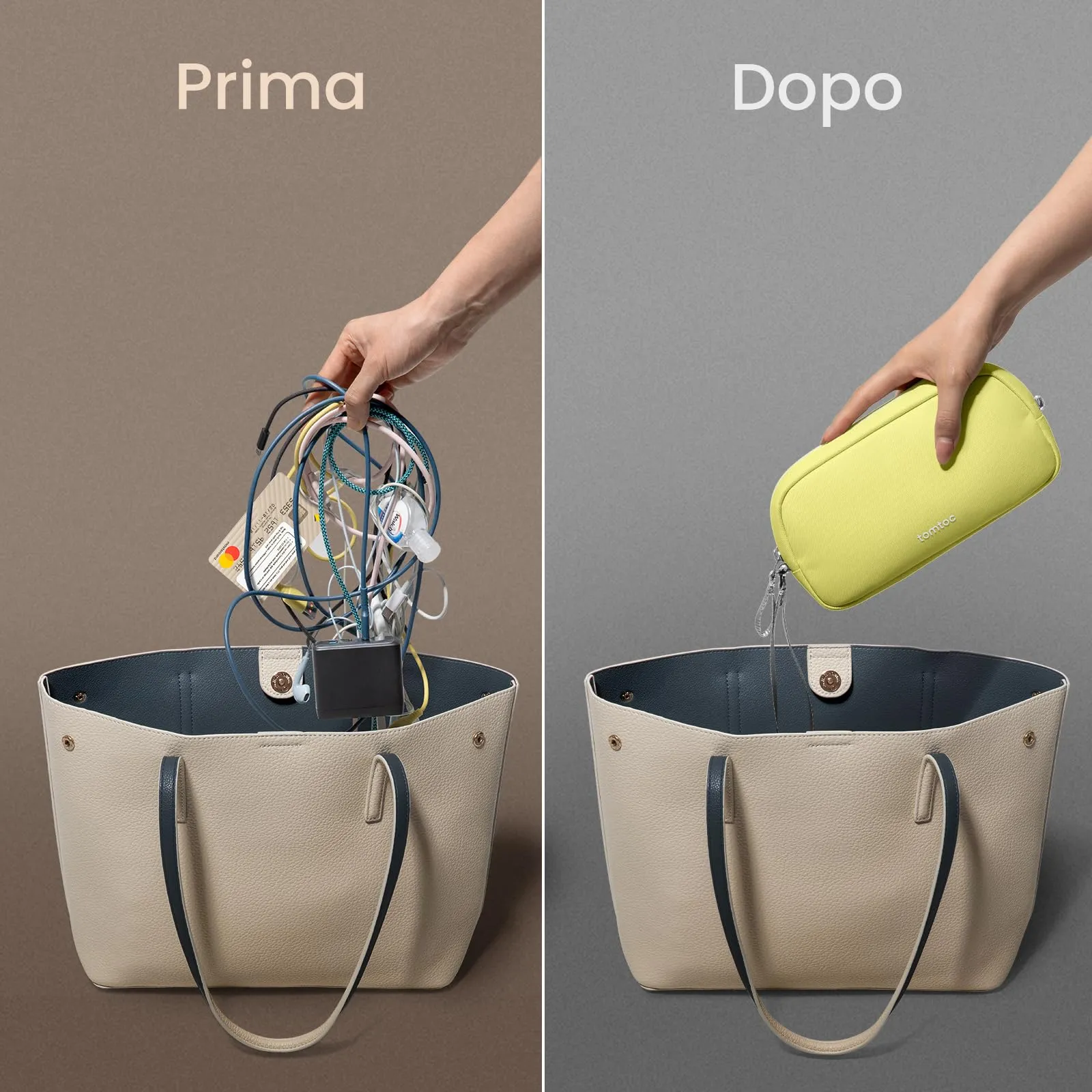 tomtoc Light-T12 Borsa Organizer Cavi e Accessori Viaggio, Tech Pouch, Arancione - immagine 6