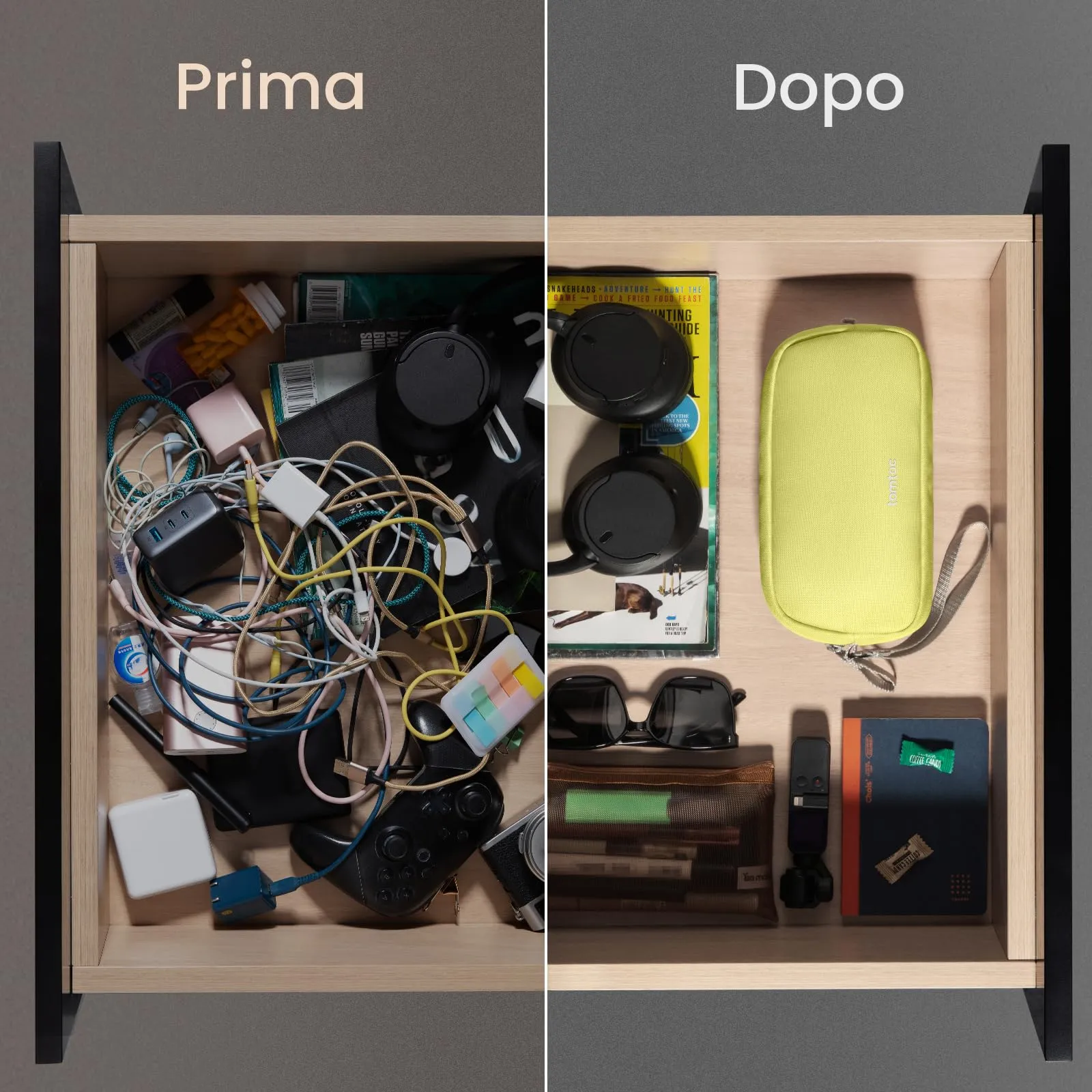 tomtoc Light-T12 Borsa Organizer Cavi e Accessori Viaggio, Tech Pouch, Arancione - immagine 7