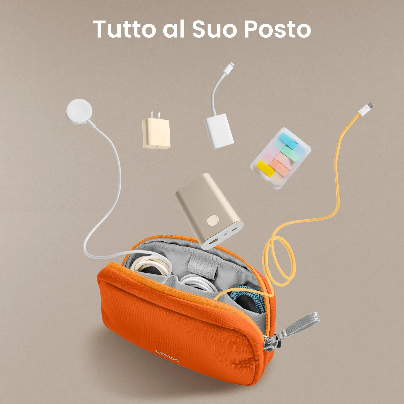 tomtoc Borsa Organizer Accessori Viaggio Light-T12, Arancione - immagine 3